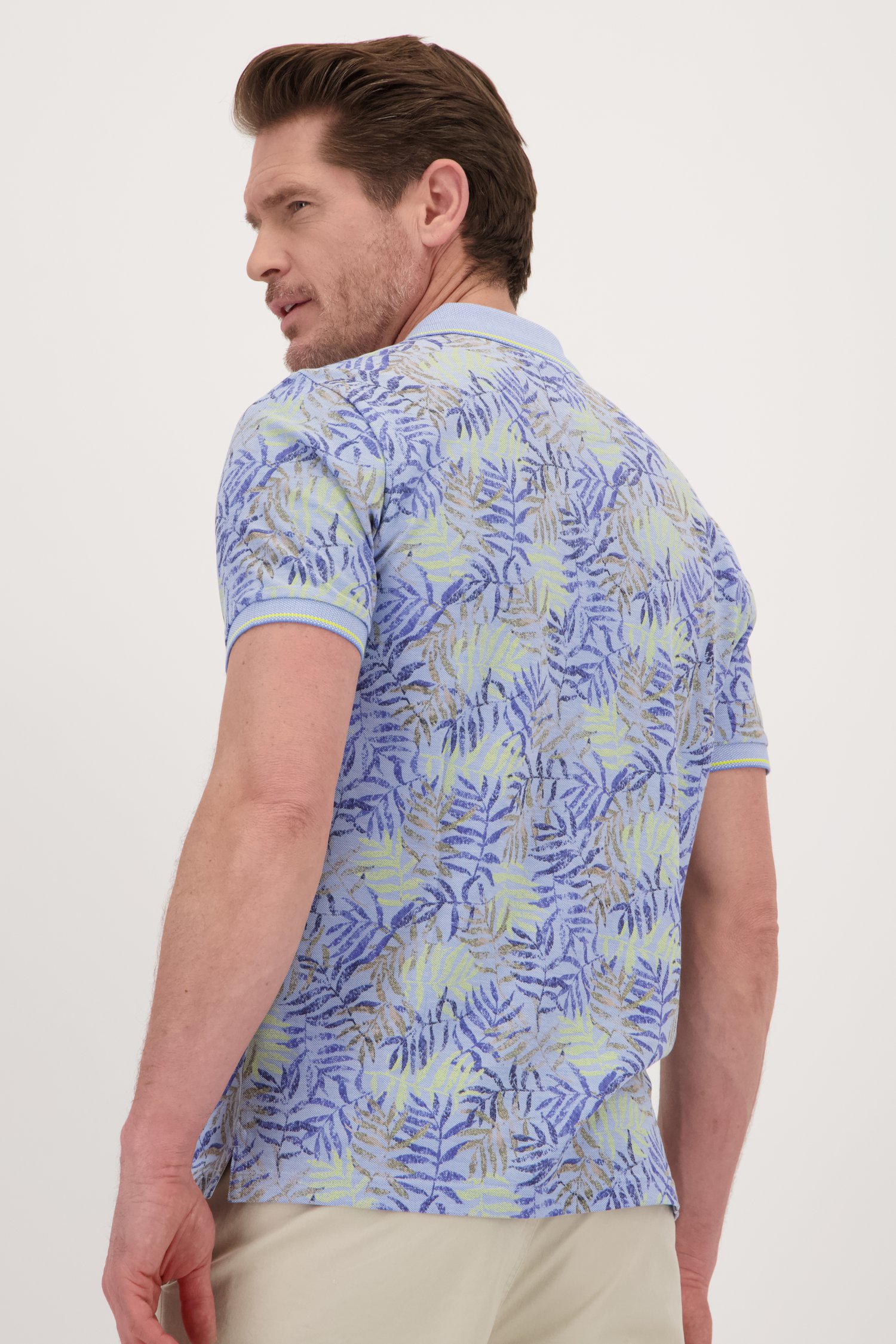 Polo bleu clair avec imprimé feuillage de Dansaert Blue pour Hommes