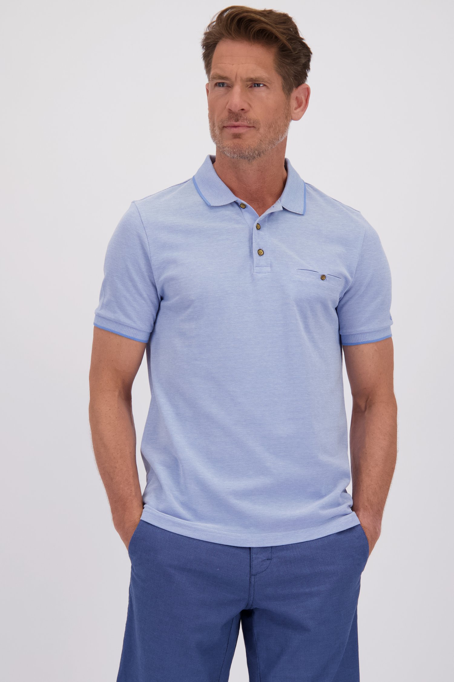 Le devant de Polo bleu clair chiné de Dansaert Blue pour Hommes