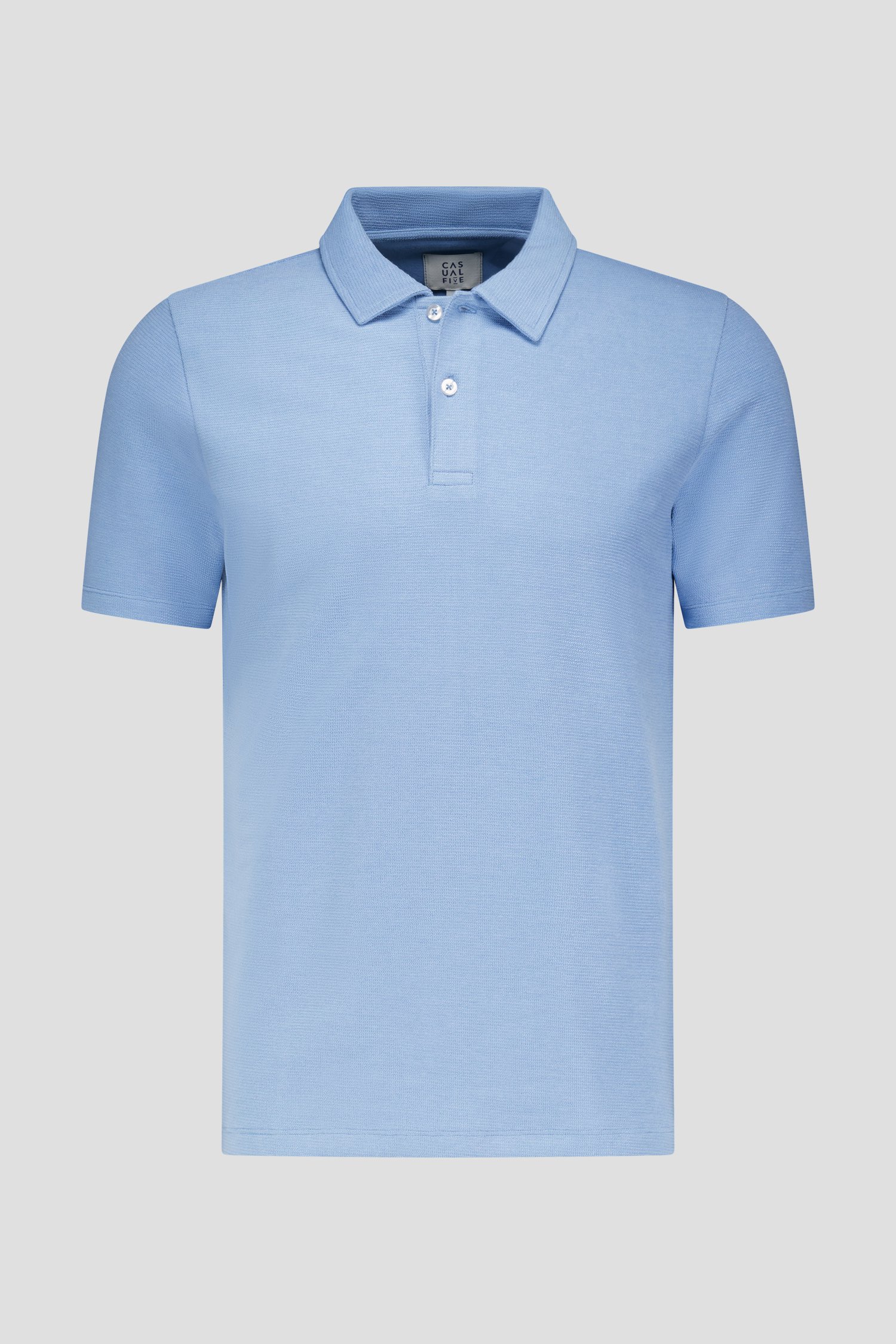 Polo bleu clair en tissu texturé de Casual Five pour Hommes
