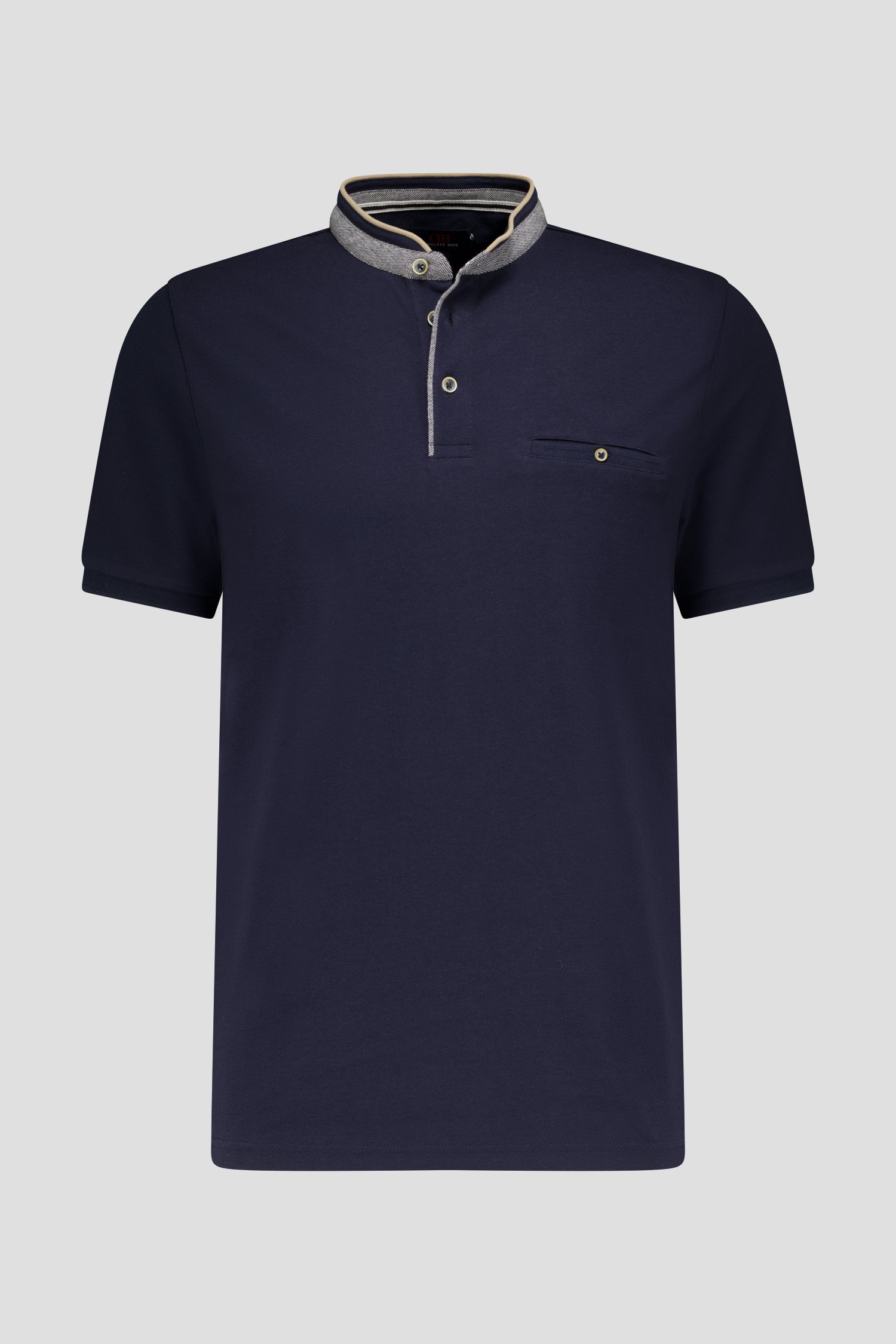 Polo bleu foncé à col rond	 de Dansaert Blue pour Hommes