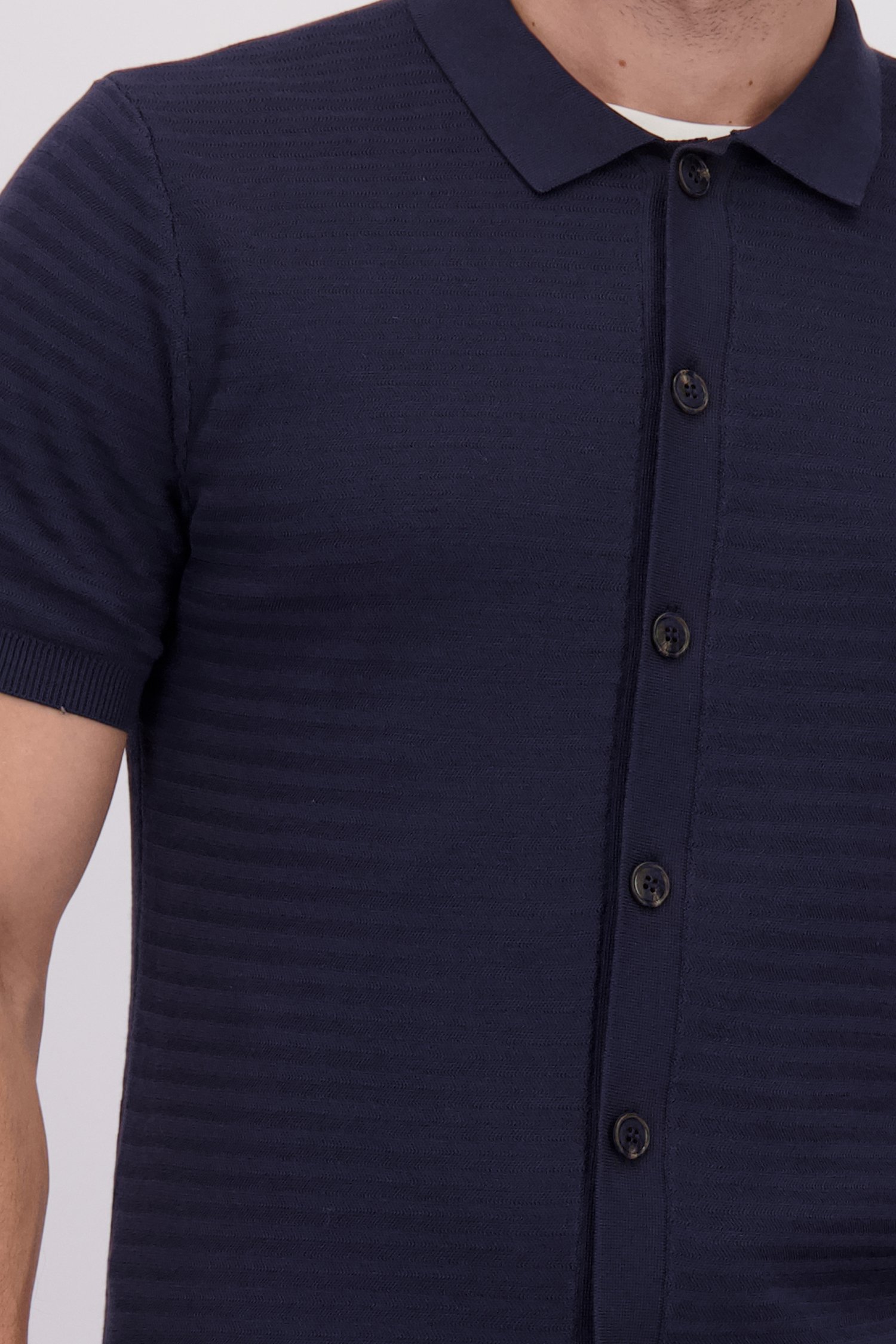 Détail de Polo bleu foncé à rayures de Upper East pour Hommes