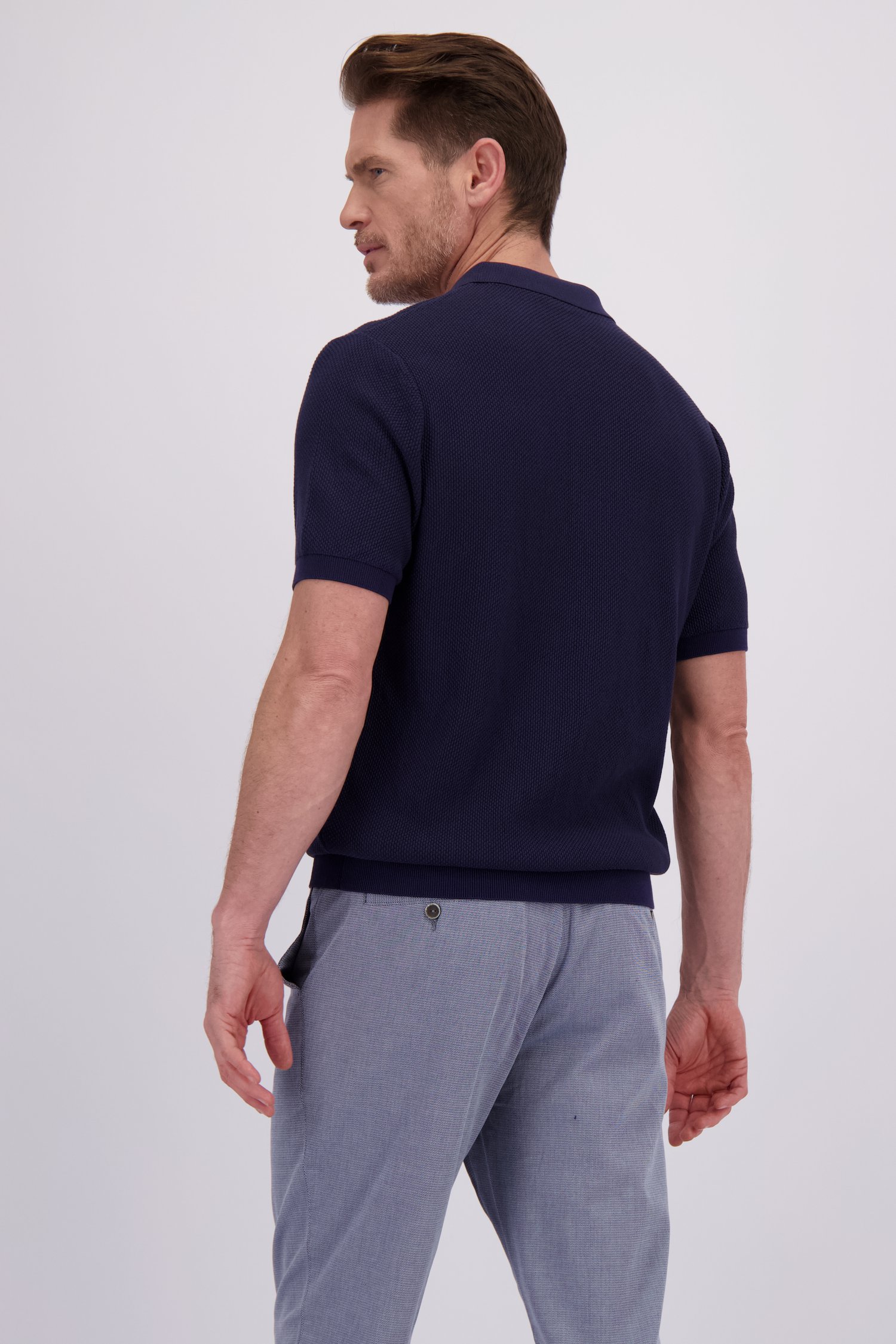 Le dos de Polo bleu foncé en maille de Dansaert Blue pour Hommes