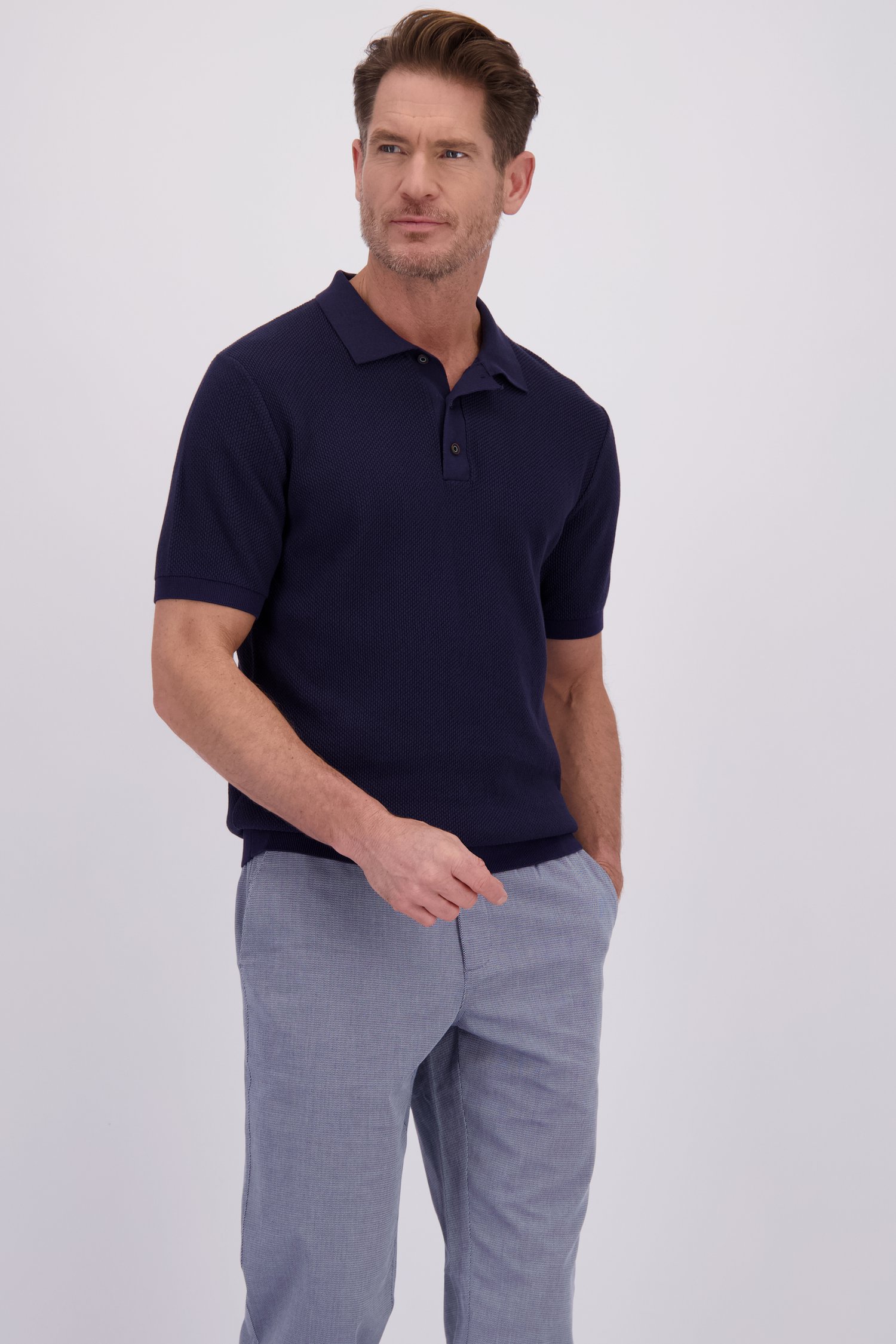 Le devant de Polo bleu foncé en maille de Dansaert Blue pour Hommes
