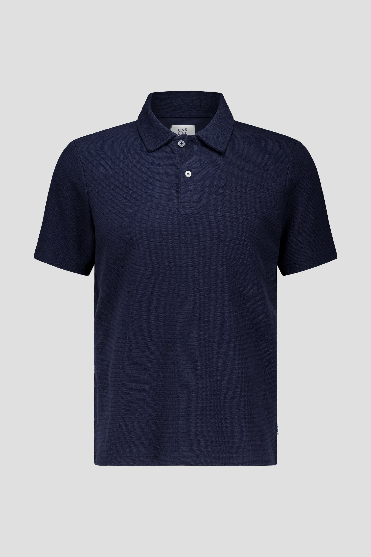 Polo bleu foncé en tissu texturé de Casual Five pour Hommes