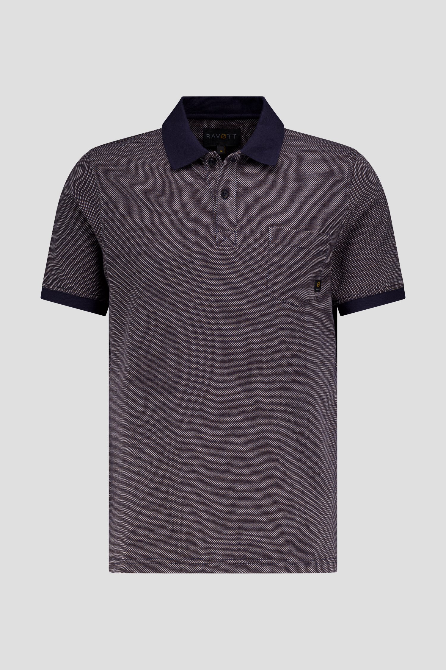 Polo bleu marine avec motif fin blanc-orange de Ravøtt pour Hommes