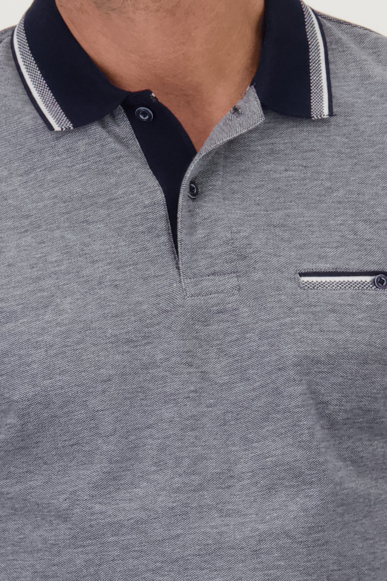 Polo bleu  mélangé avec poche poitrine de Dansaert Blue pour Hommes
