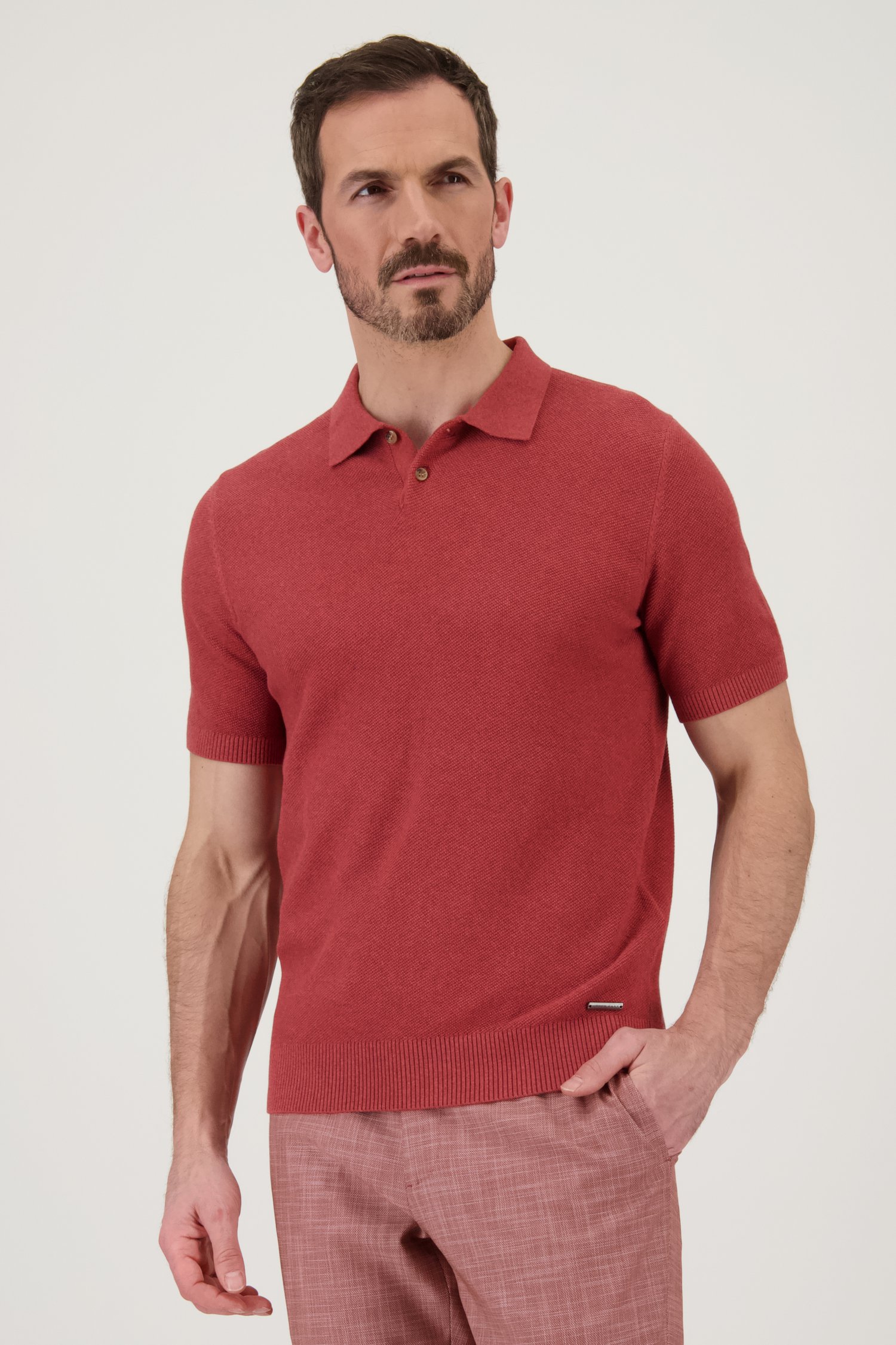Polo bordeaux à texture gaufrée de Upper East pour Hommes