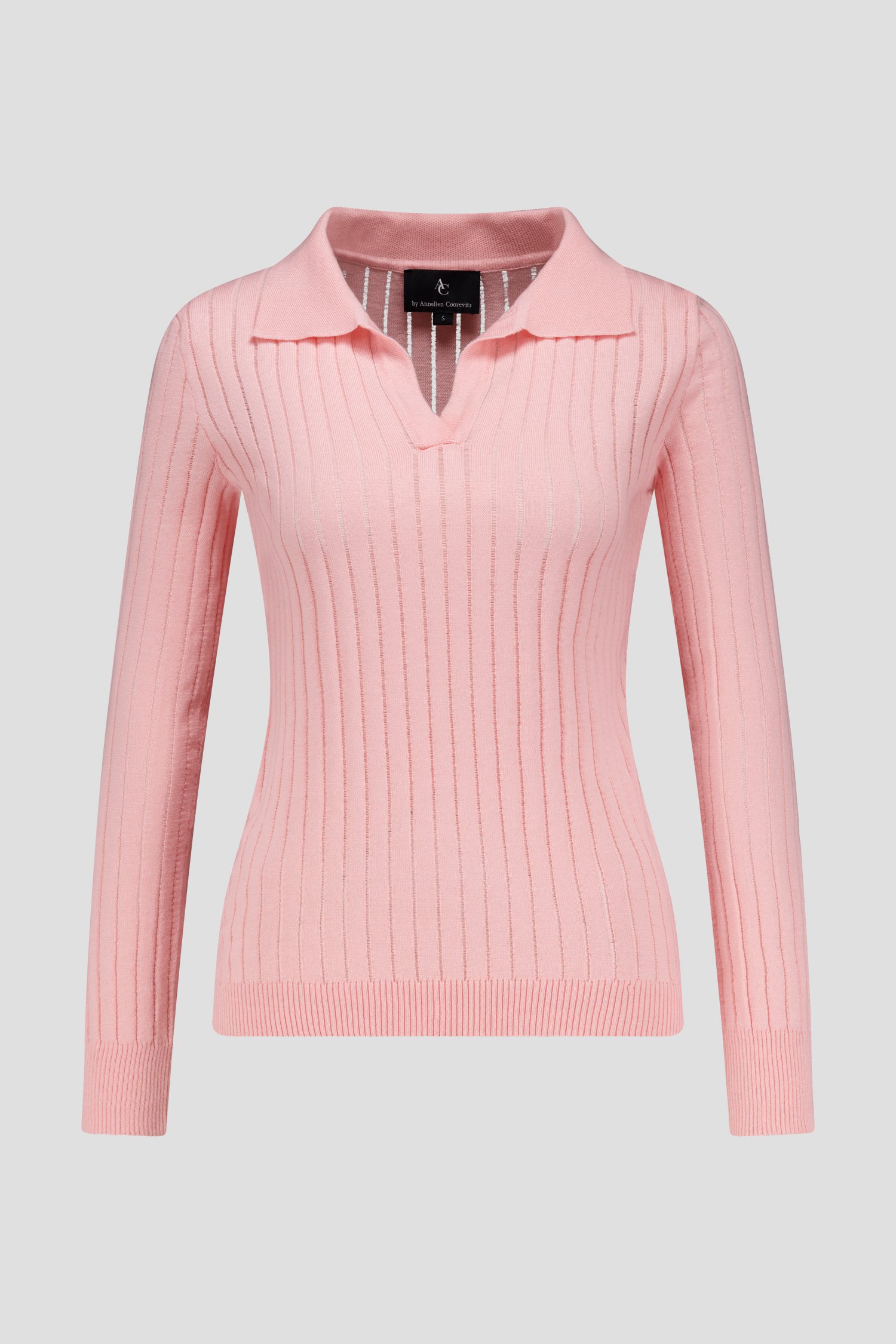 Polo côtelé rose clair de AC by Annelien Coorevits pour Femmes