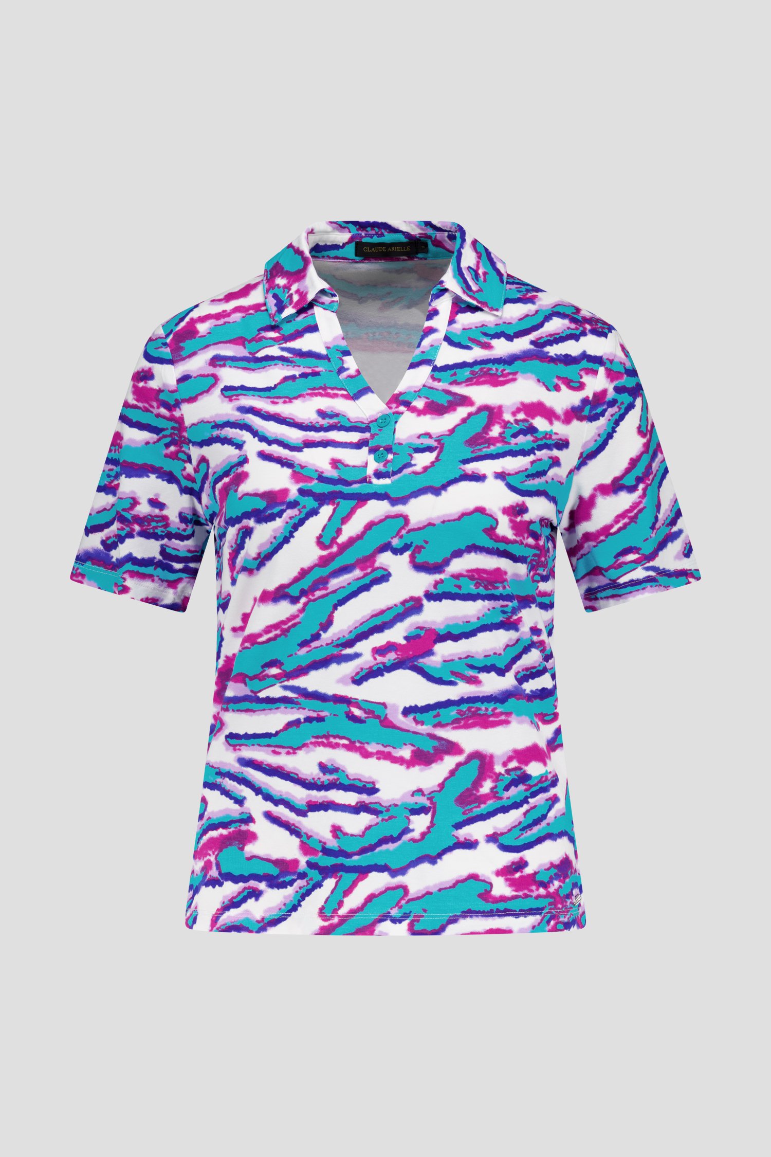 Polo écru à imprimé turquoise  de Claude Arielle pour Femmes