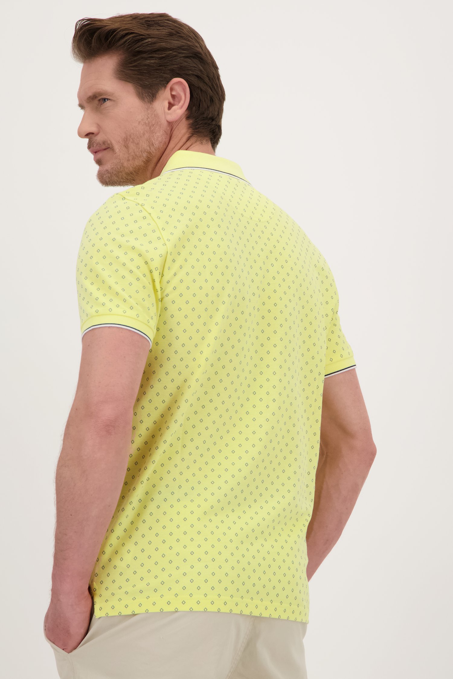 Polo jaune clair à imprimé fin	 de Dansaert Blue pour Hommes