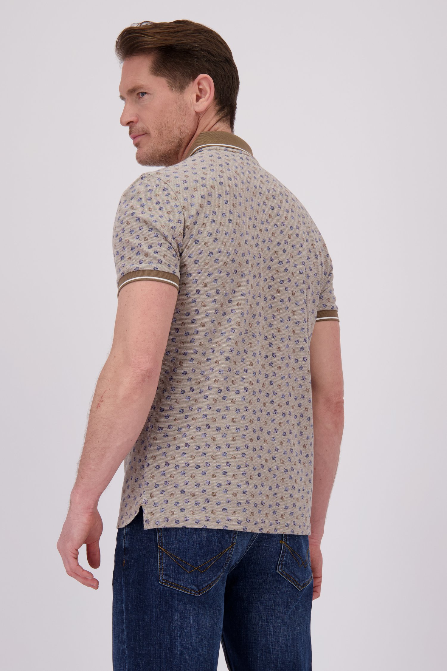 Polo marron à imprimé bleu de Dansaert Blue pour Hommes