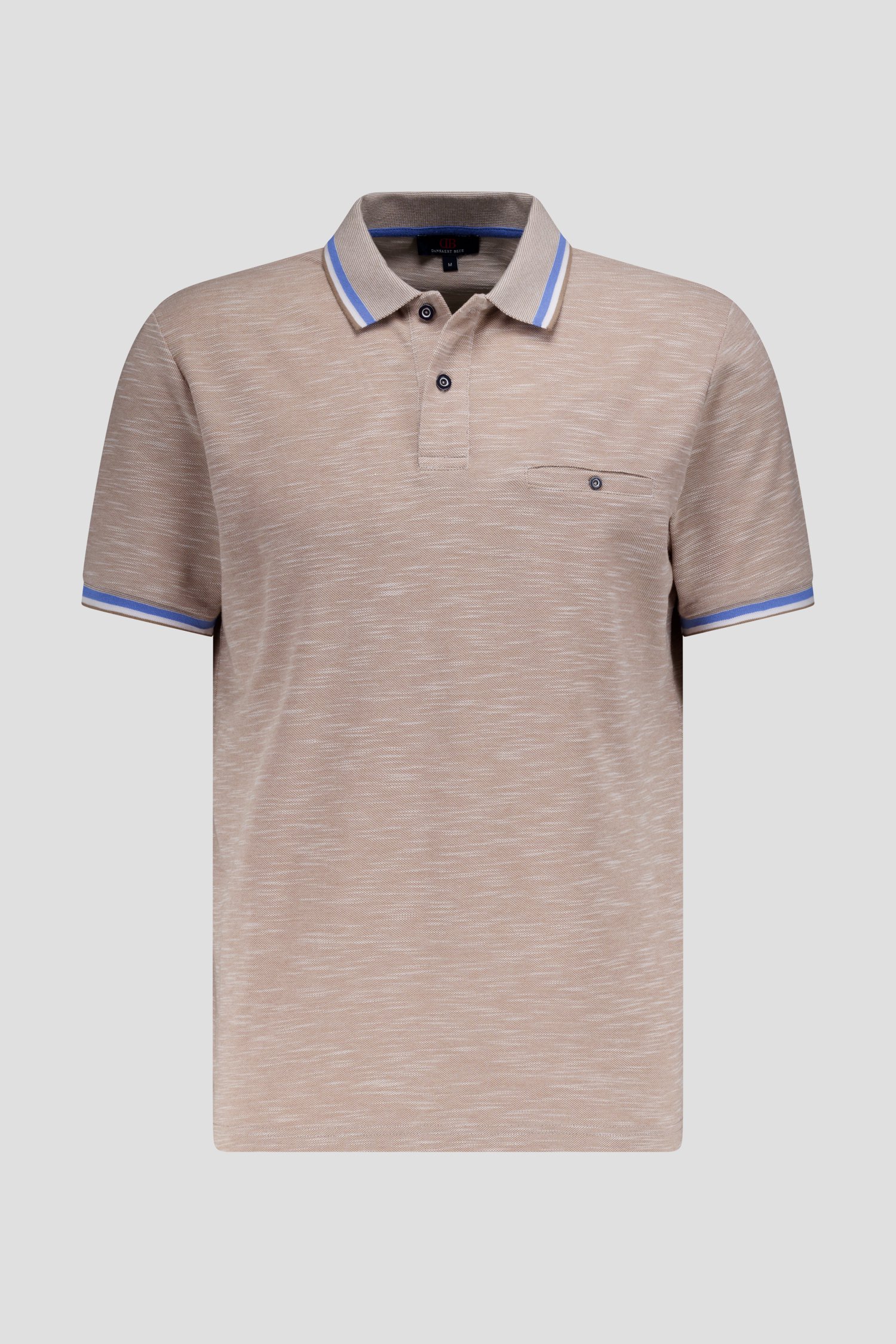 Polo marron clair avec bande bleue au col de Dansaert Blue pour Hommes