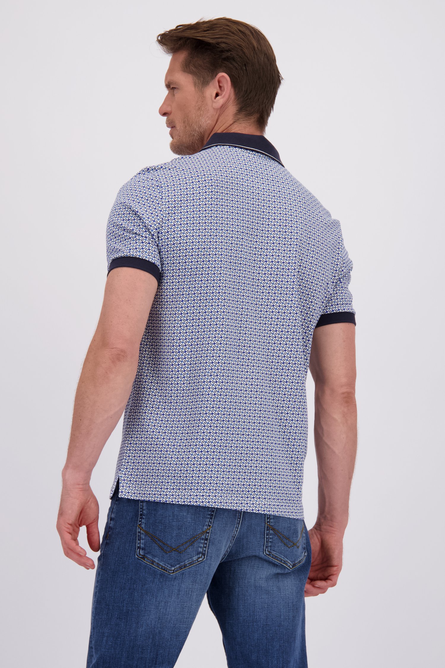 Achterkant van Polo met blauwe geometrische print door Dansaert Blue voor Heren
