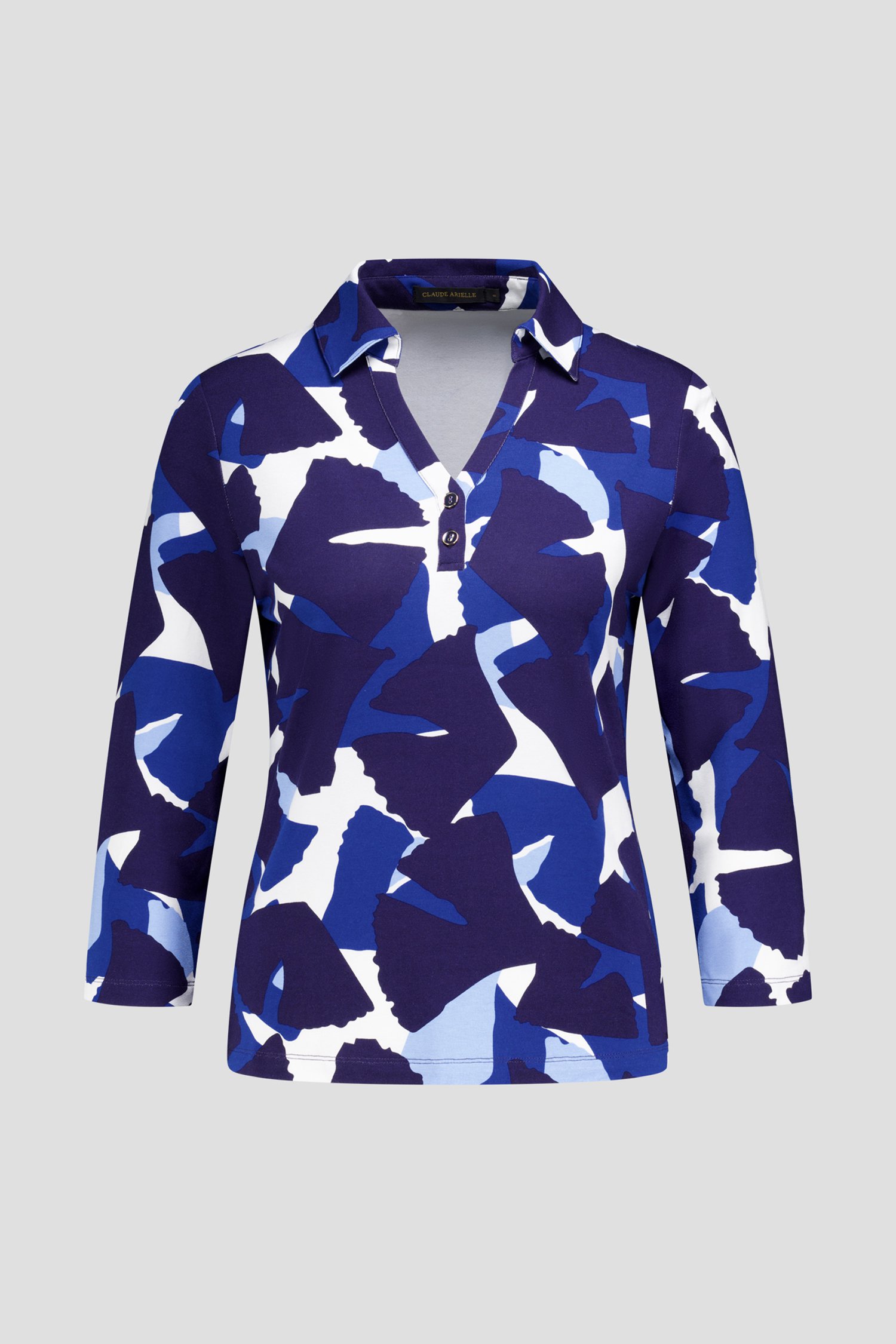 Productfoto 1 van Polo met blauwe print en 3/4 mouwen door Claude Arielle voor Dames
