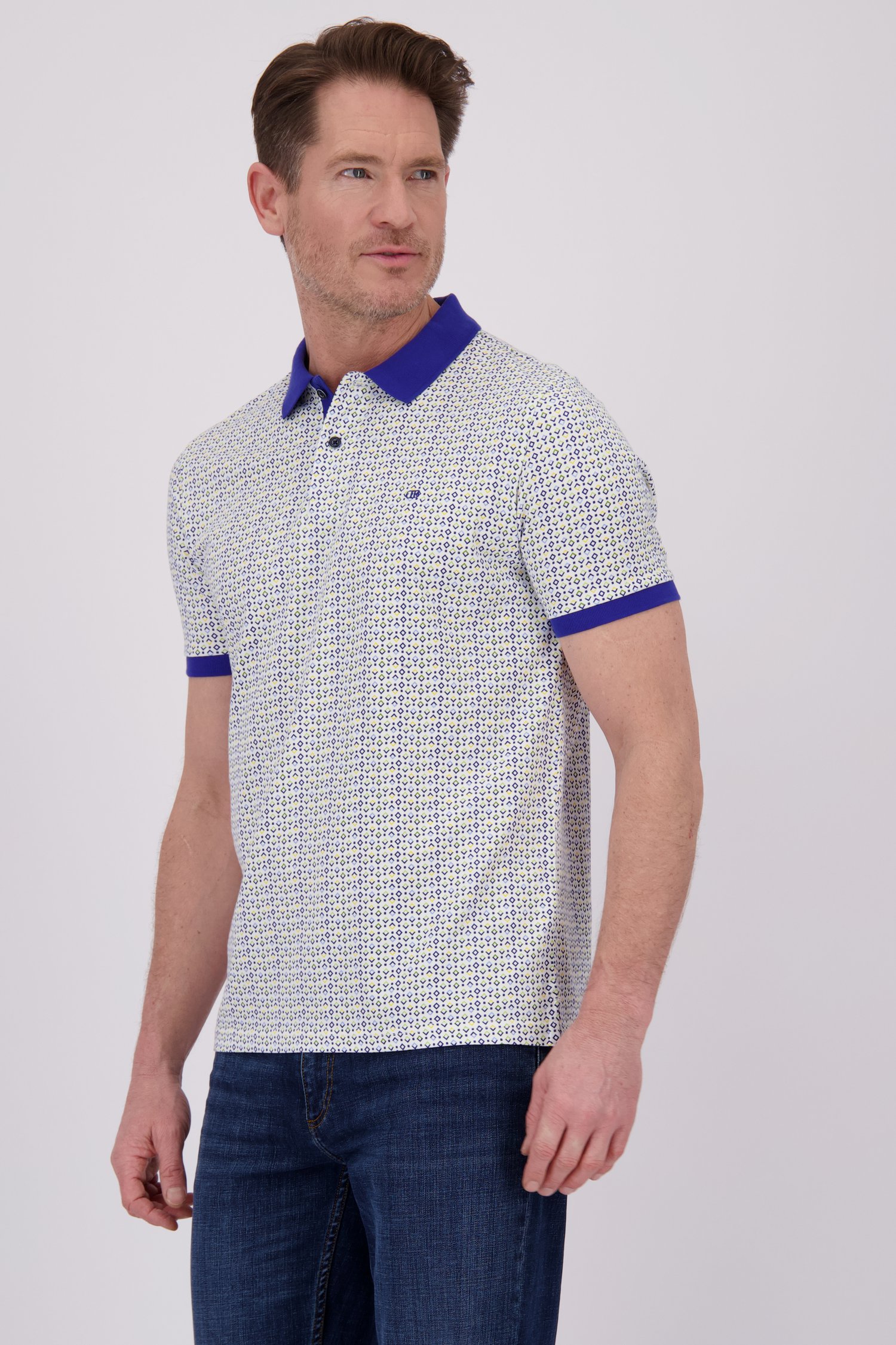 Polo met fijne ruitjesprint van Dansaert Blue voor Heren
