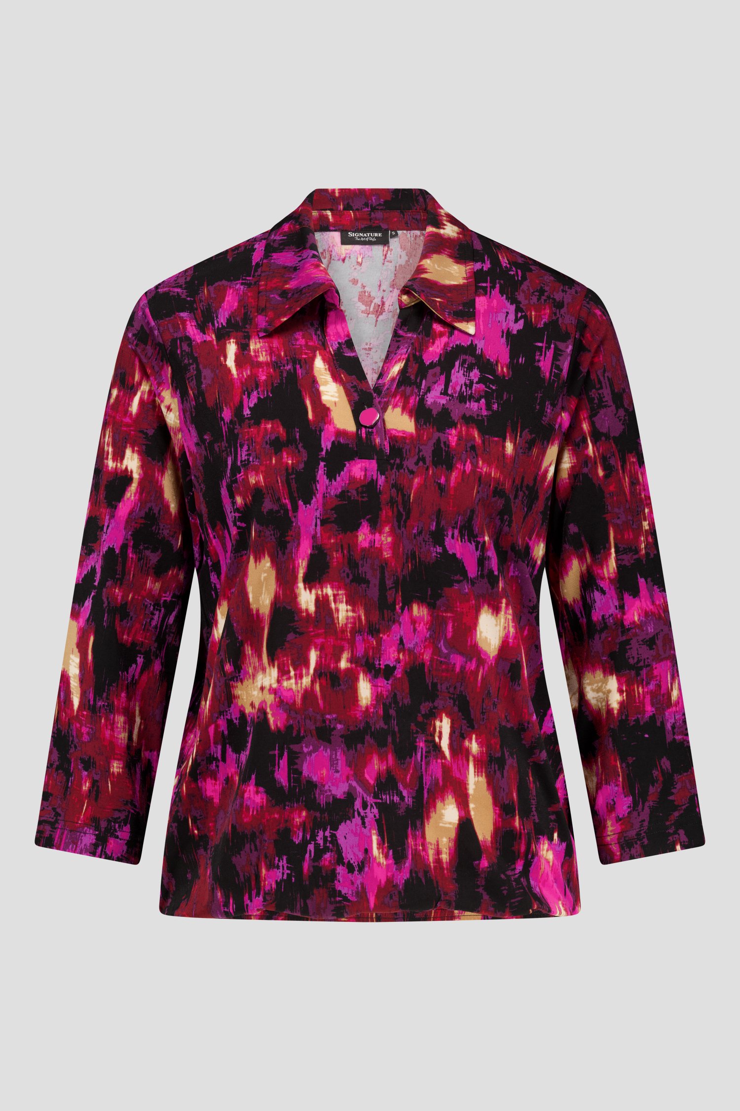 Polo met fuchsia-paarse print van Signature voor Dames