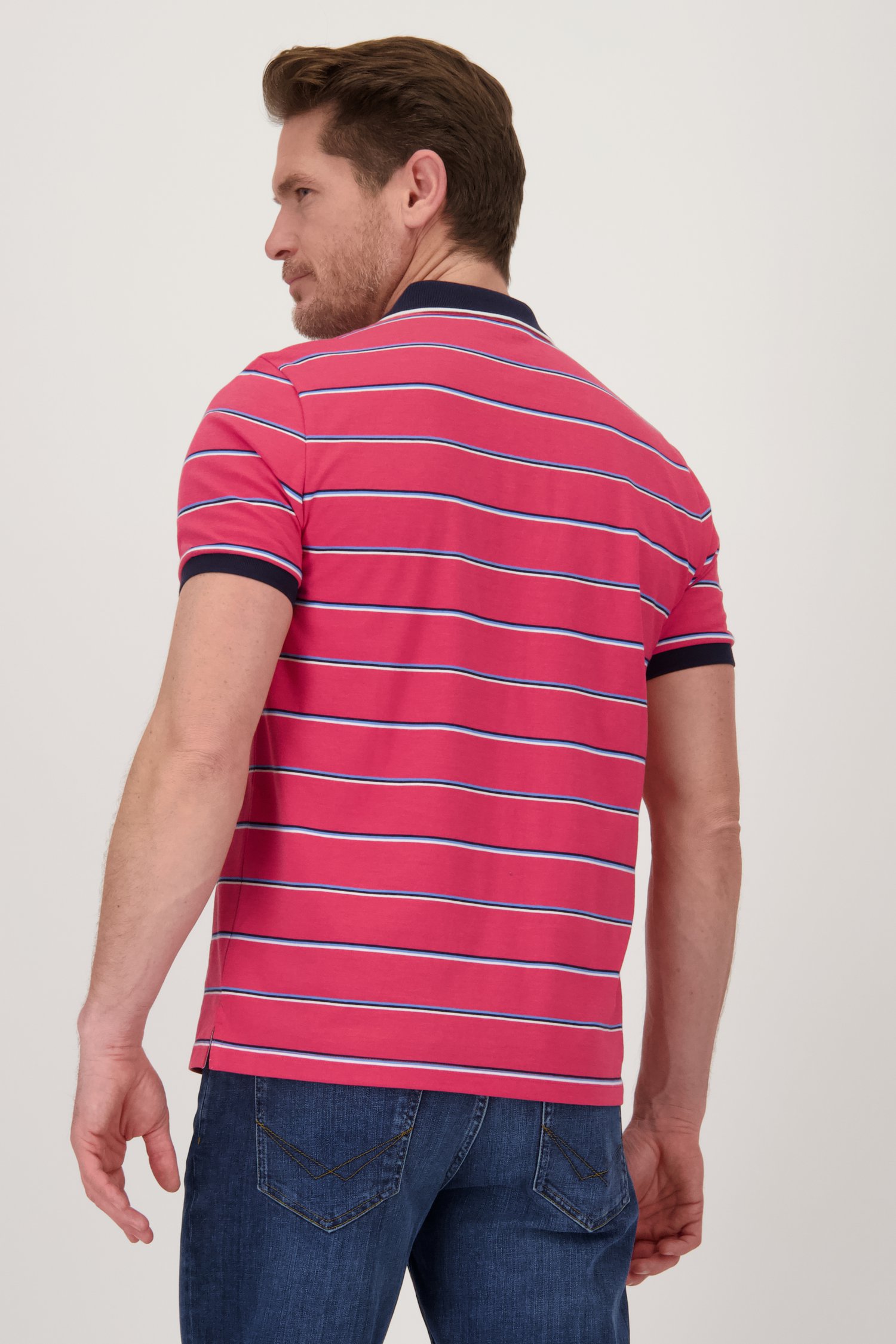 Polo rayé rouge-bleu  de Dansaert Blue pour Hommes