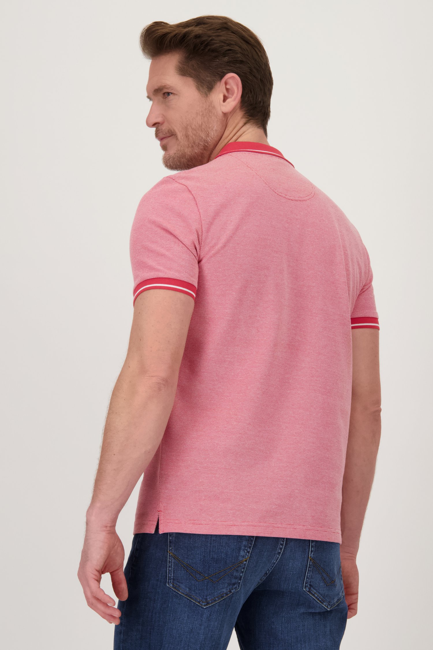 Polo rouge à col rayé de Dansaert Blue pour Hommes
