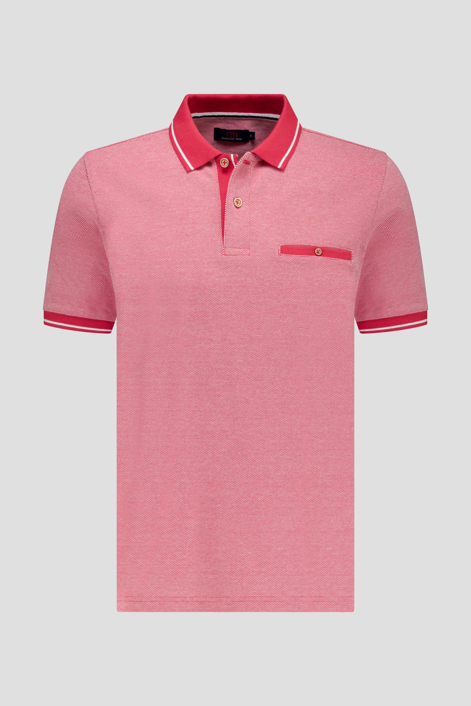 Polo rouge à col rayé de Dansaert Blue pour Hommes