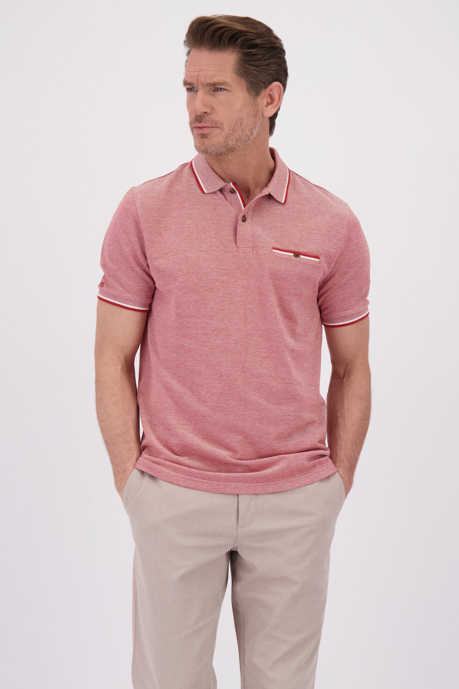 Le devant de Polo rouge à manches courtes de Dansaert Blue pour Hommes