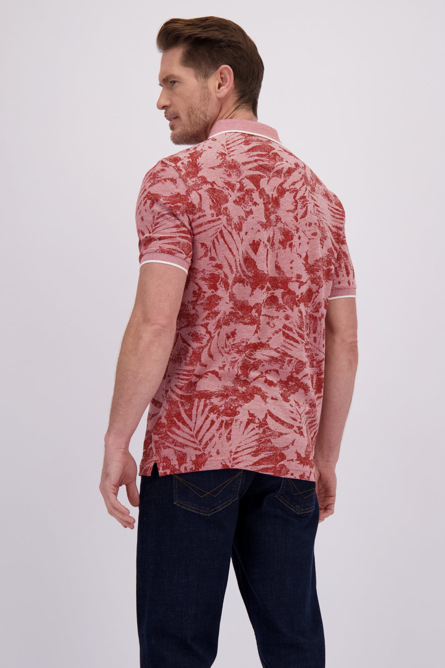 Le dos de Polo rouge à motif feuilles de Dansaert Blue pour Hommes