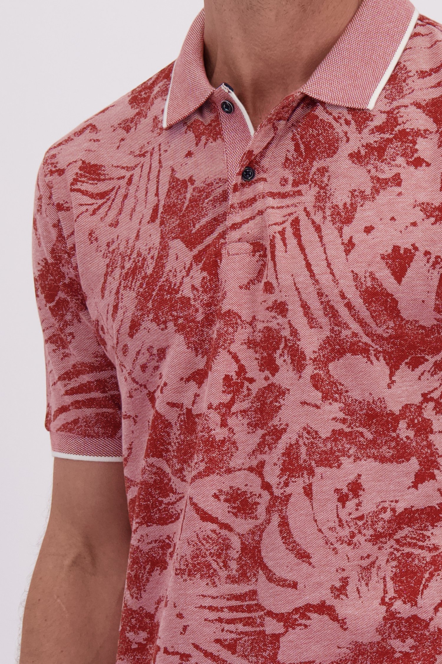 Détail de Polo rouge à motif feuilles de Dansaert Blue pour Hommes