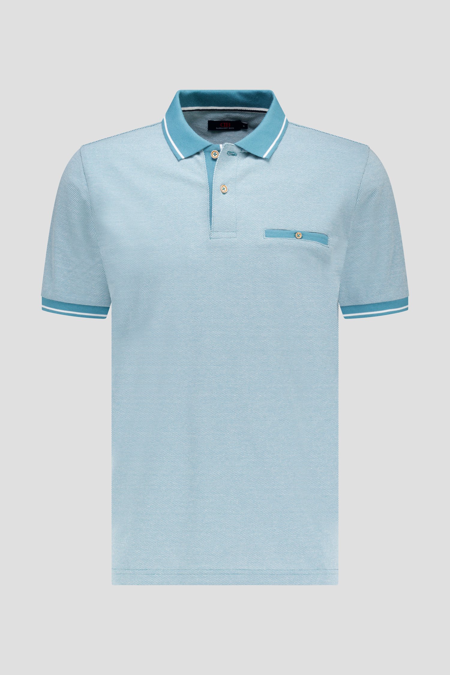 Polo turquoise à col rayé de Dansaert Blue pour Hommes