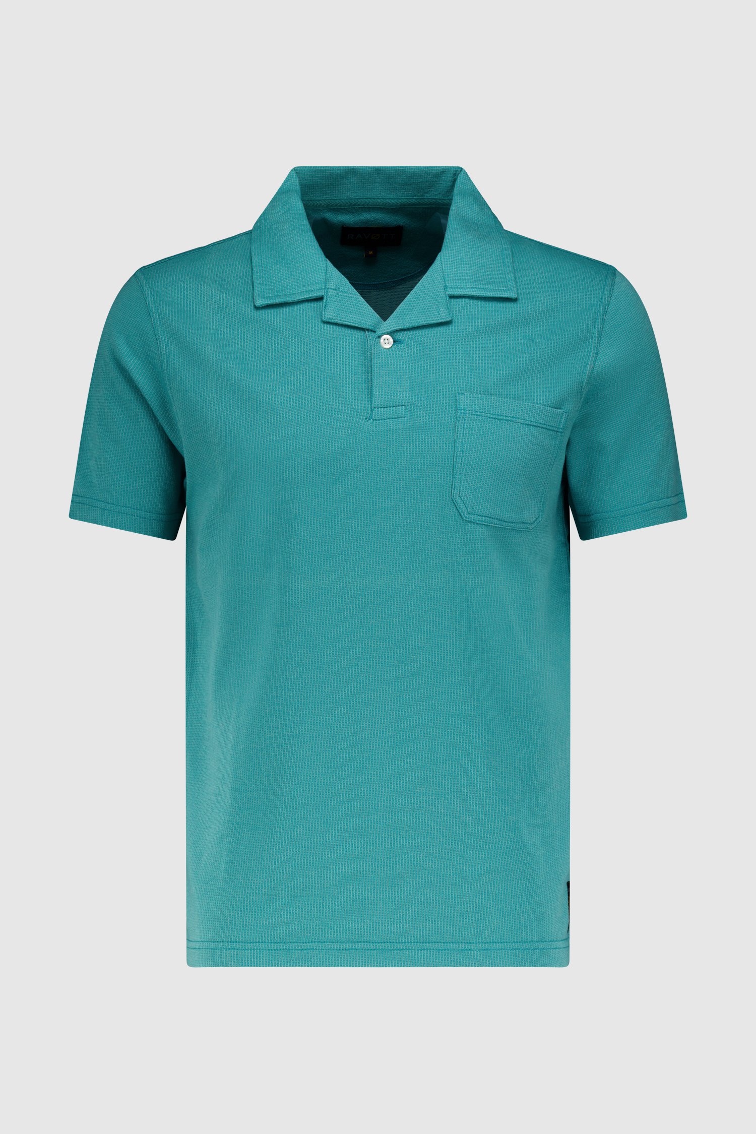 Polo turquoise avec motif à carreaux subtil de Ravøtt pour Hommes