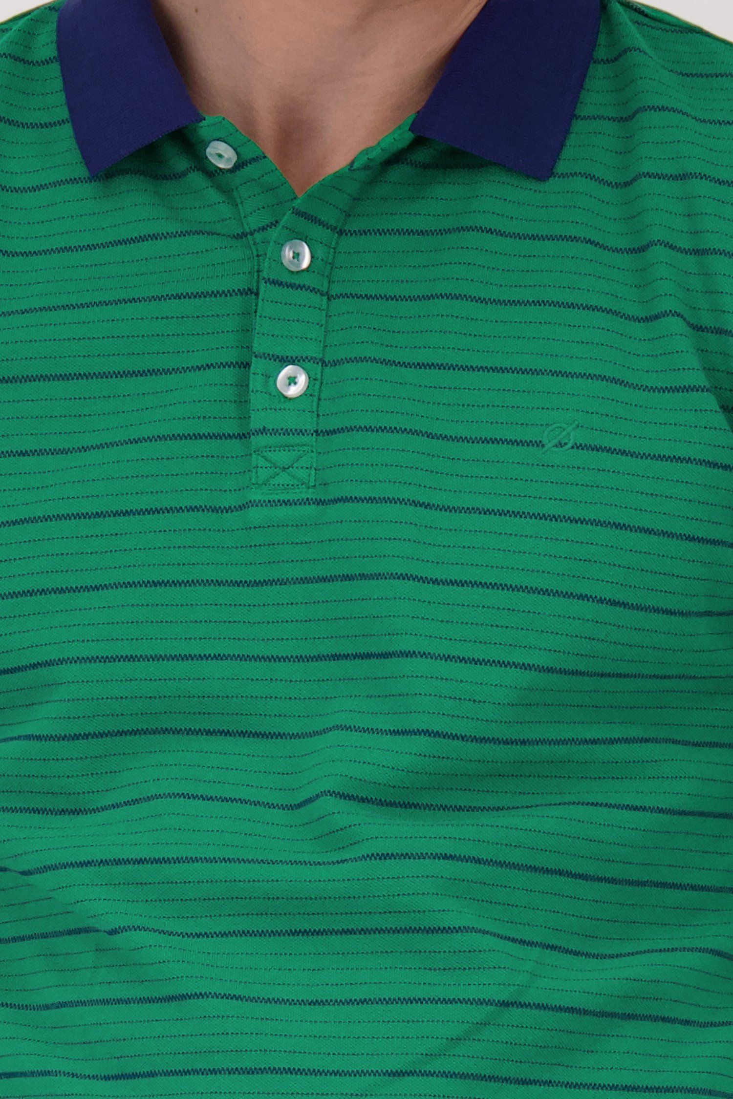 Polo vert à rayures bleues de Ravøtt pour Hommes