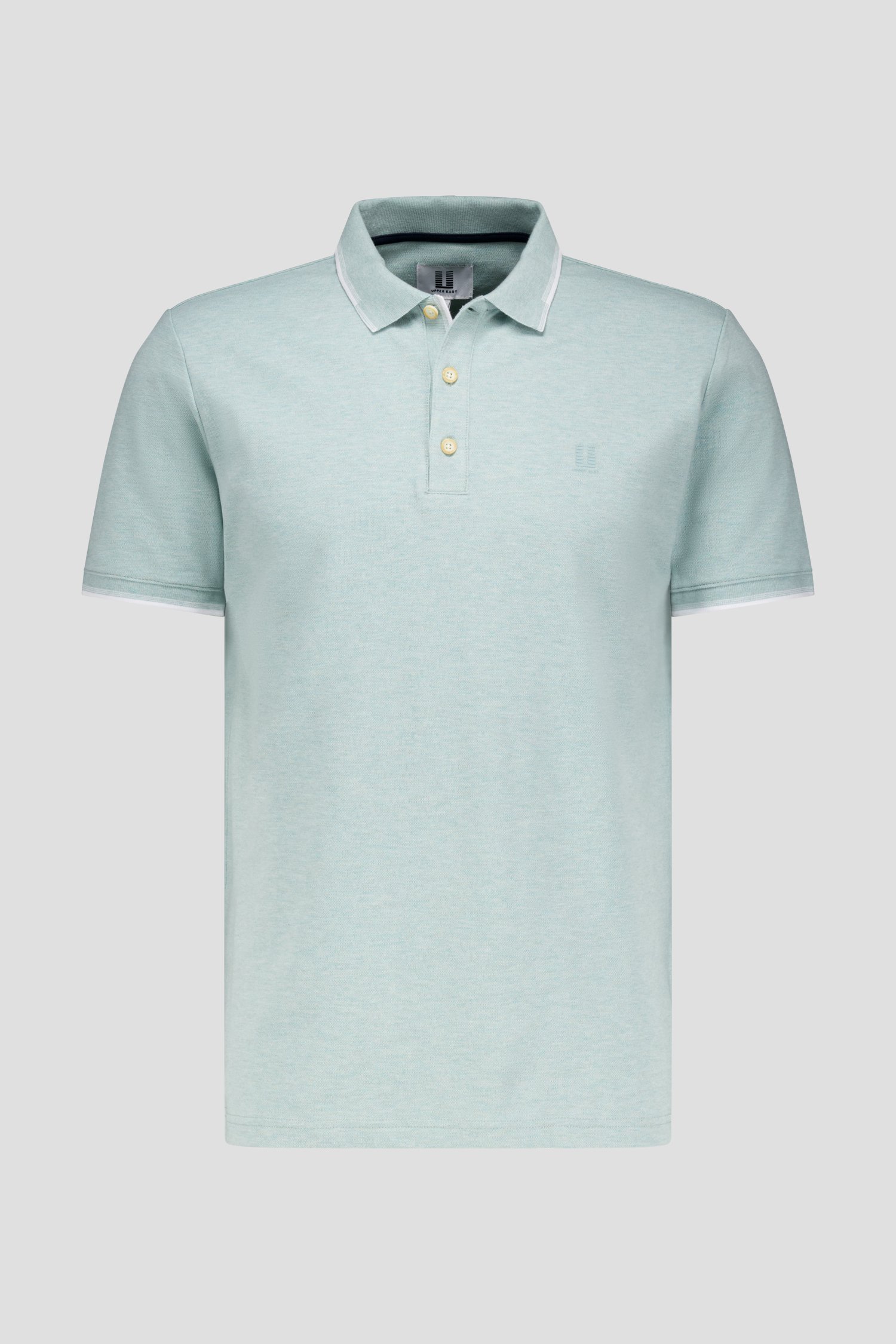 Polo vert avec boutons et rayures blanches de Upper East pour Hommes