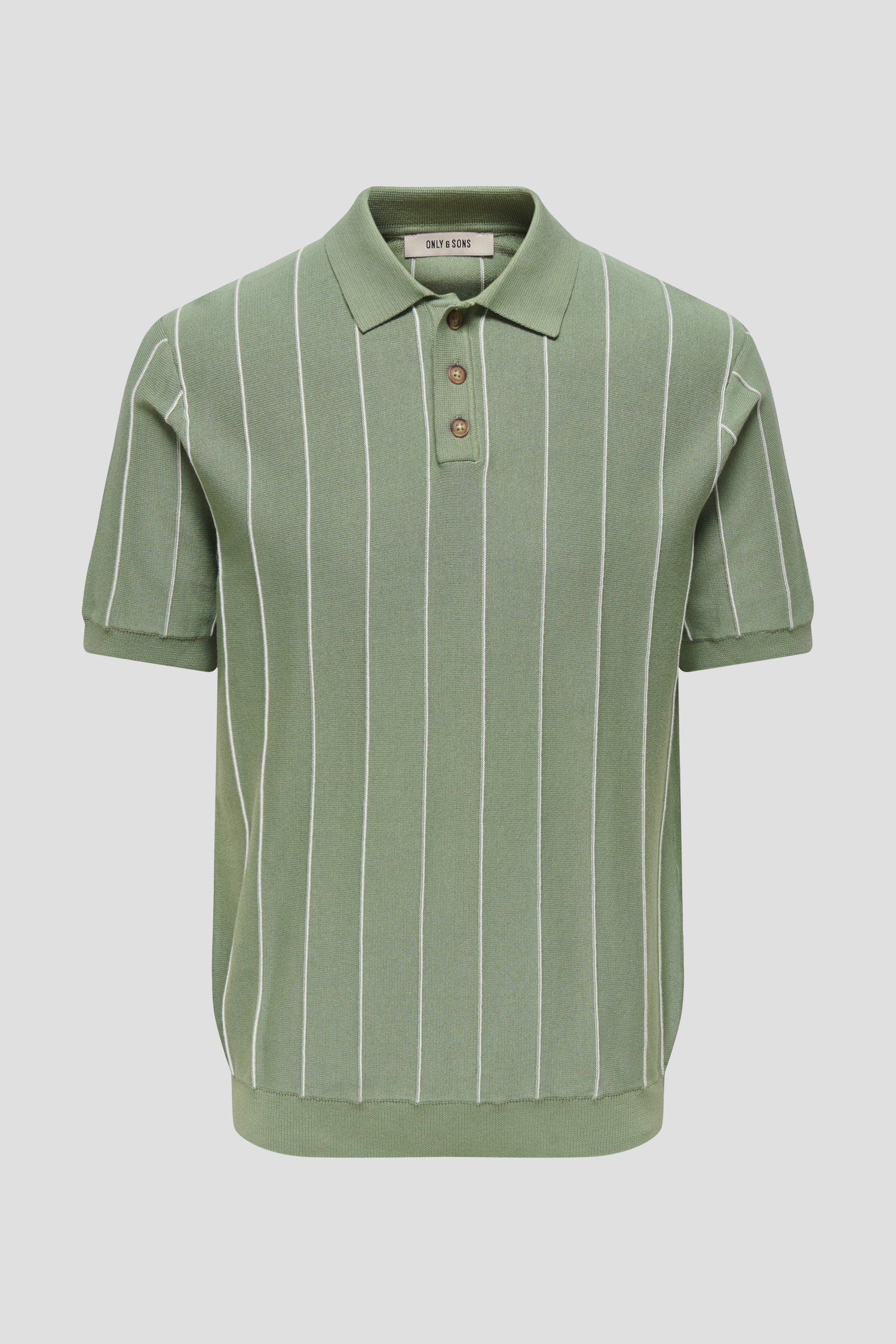 Photo produit 1 de Polo vert clair à rayures blanches verticales de Only & Sons pour Hommes
