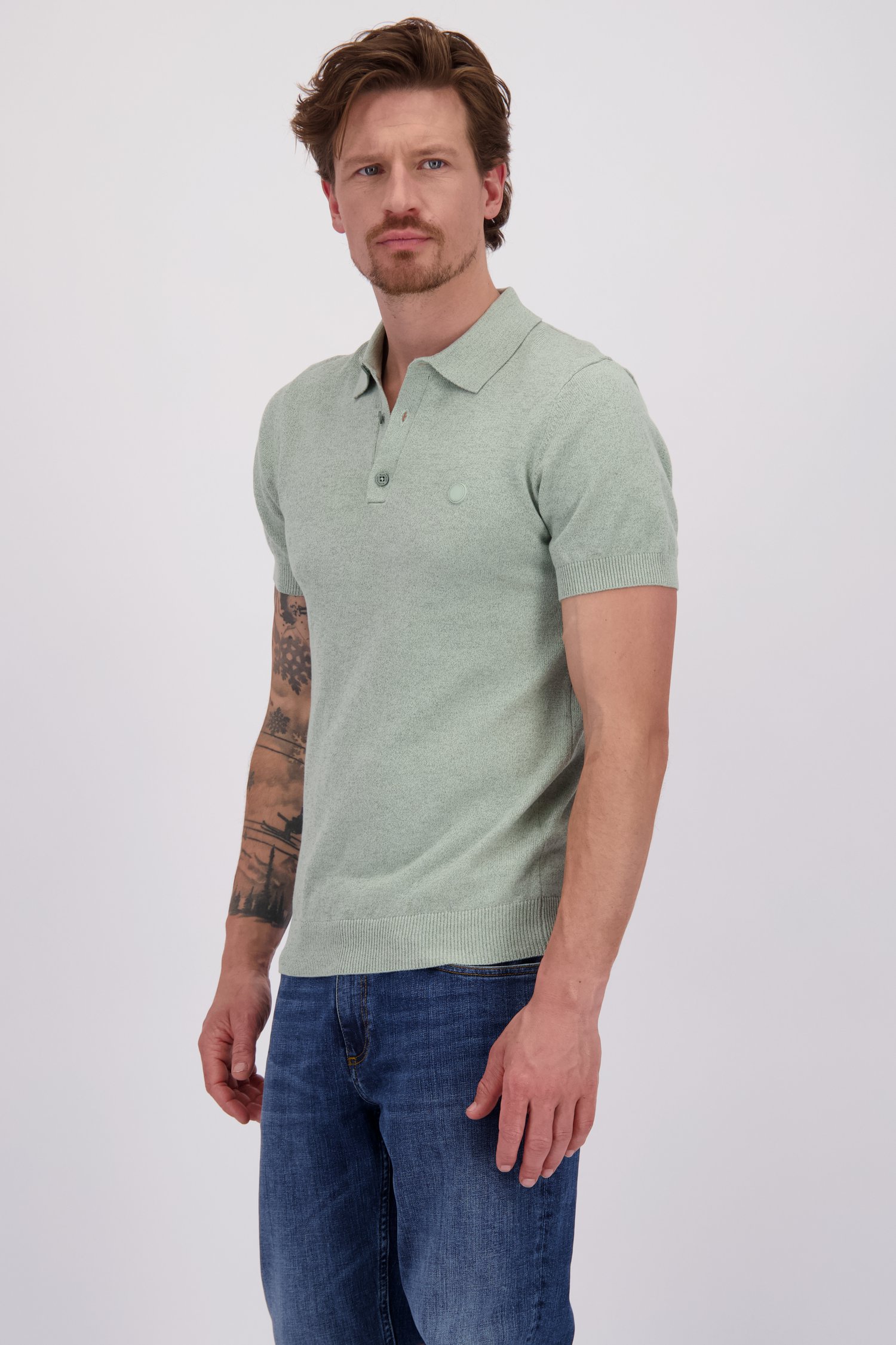 Le devant de Polo vert en cotton de Bluefields pour Hommes