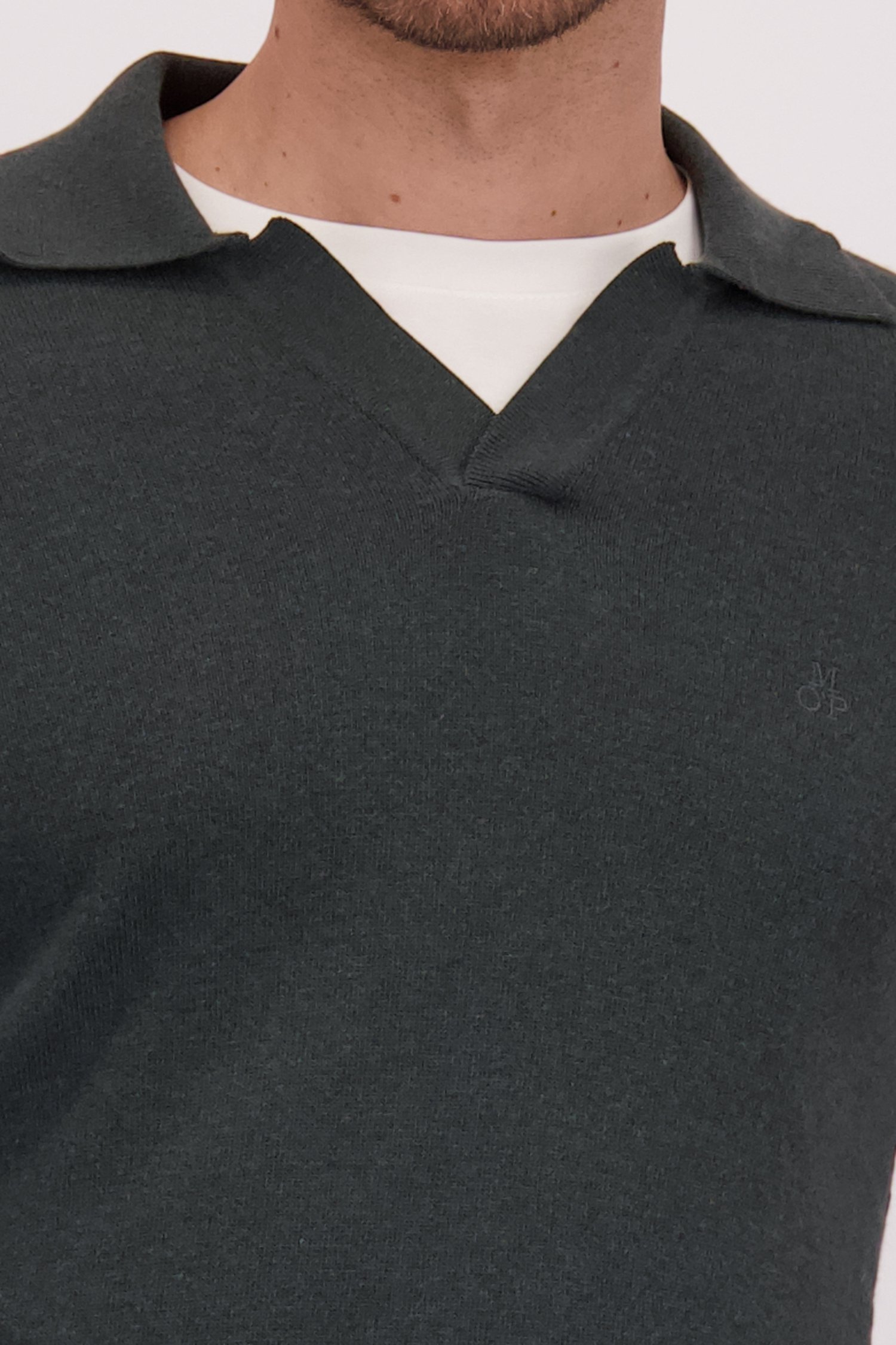 Détail de Polo vert foncé avec laine de Marc O'Polo pour Hommes