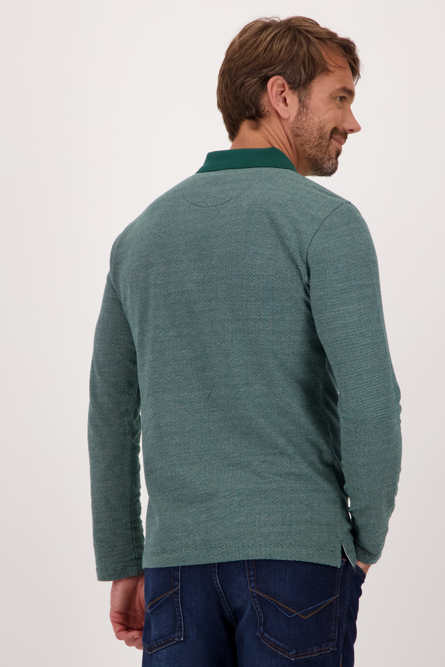 Polo vert foncé avec motif fin de Dansaert Blue pour Hommes