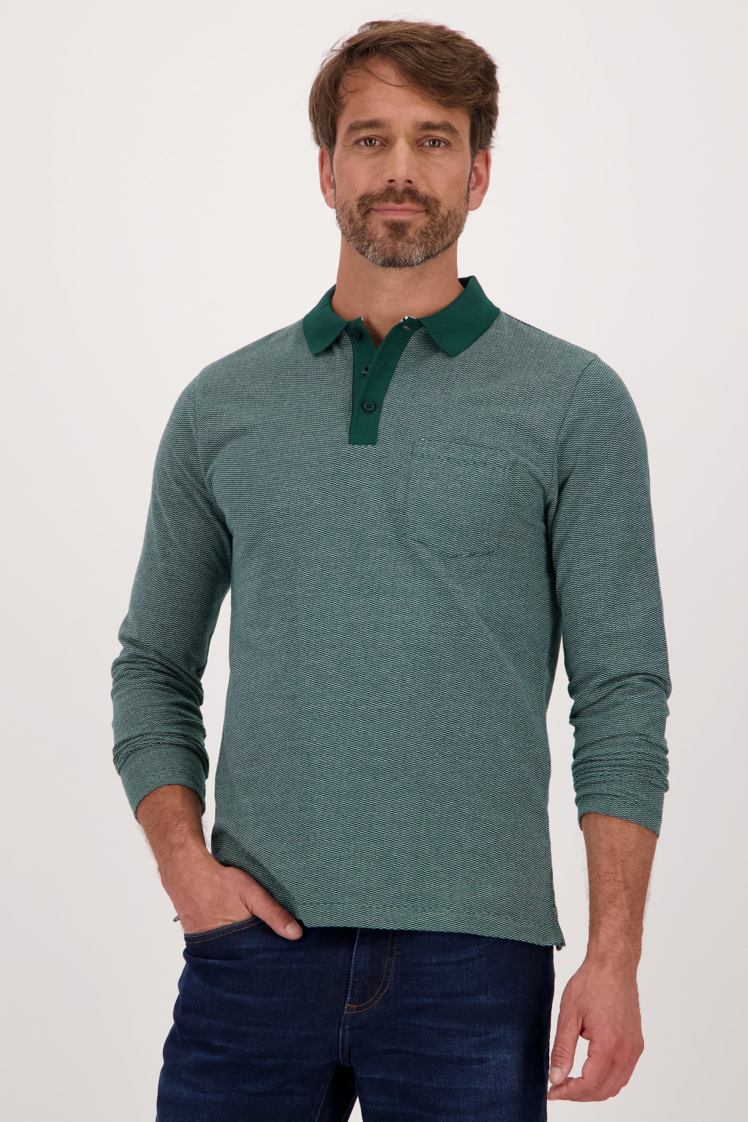 Polo vert foncé avec motif fin de Dansaert Blue pour Hommes