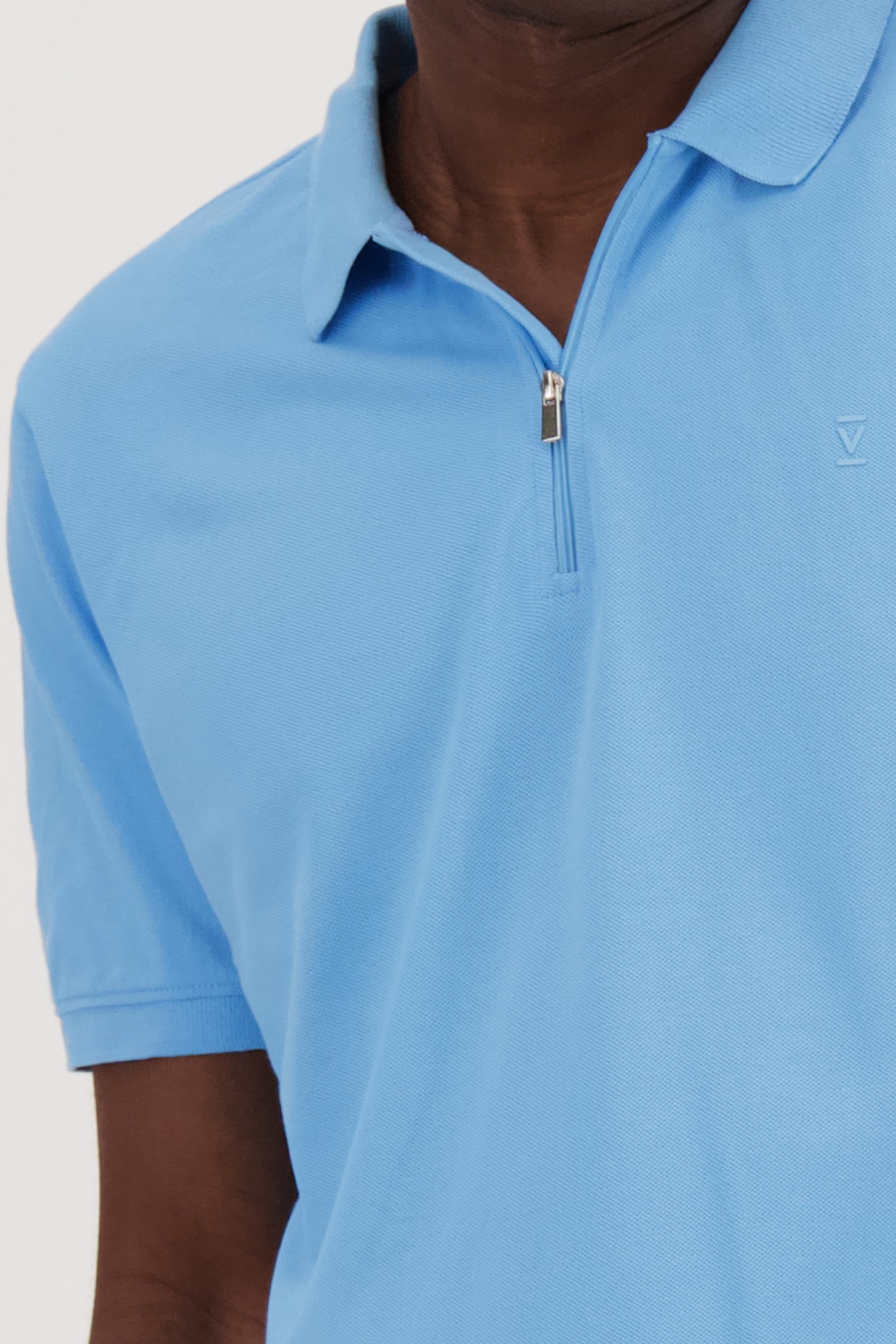 Polo zippé bleu clair	 de Casual Five pour Hommes