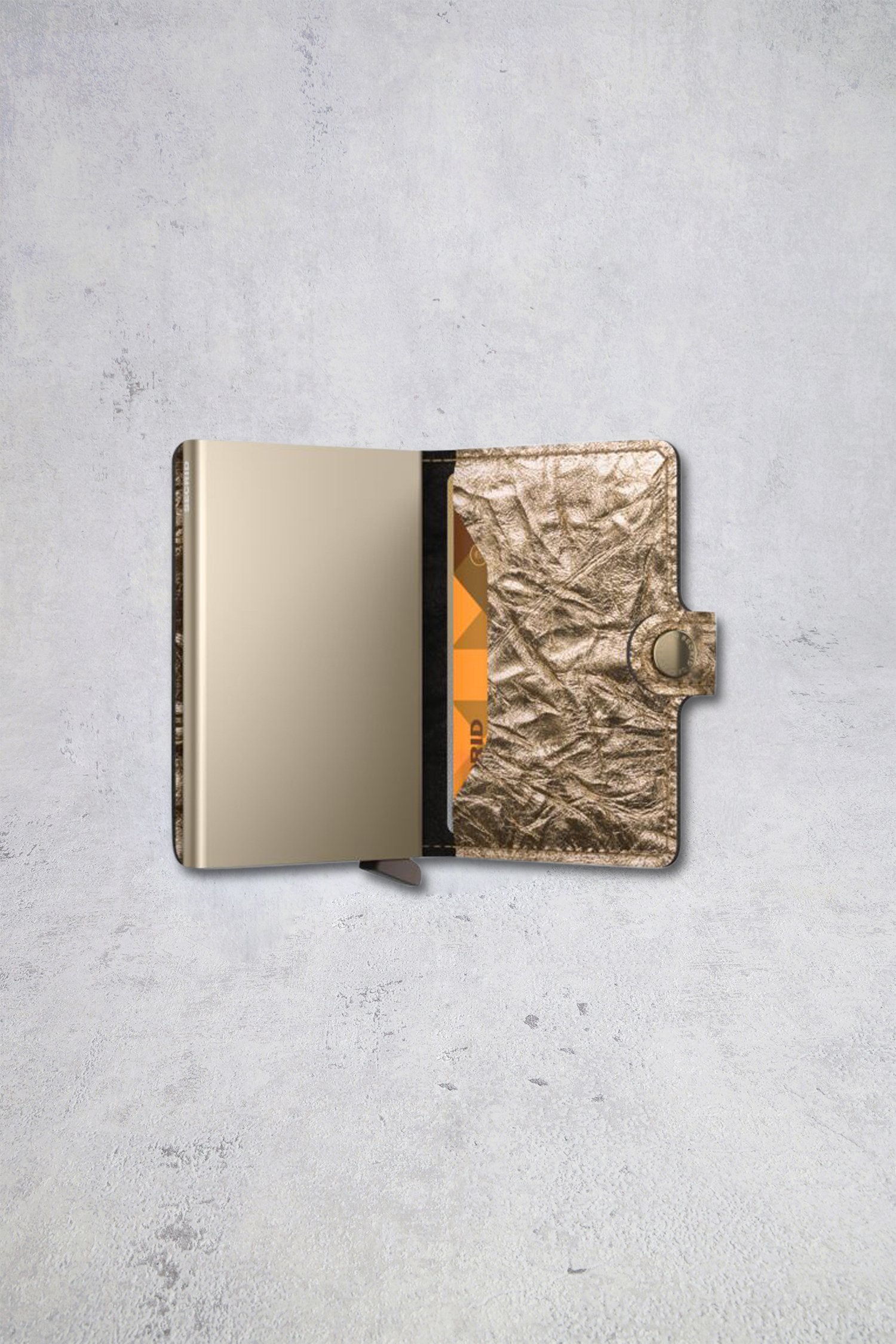 Détail de Porte-cartes doré - Miniwallet crunch de Secri pour Femmes