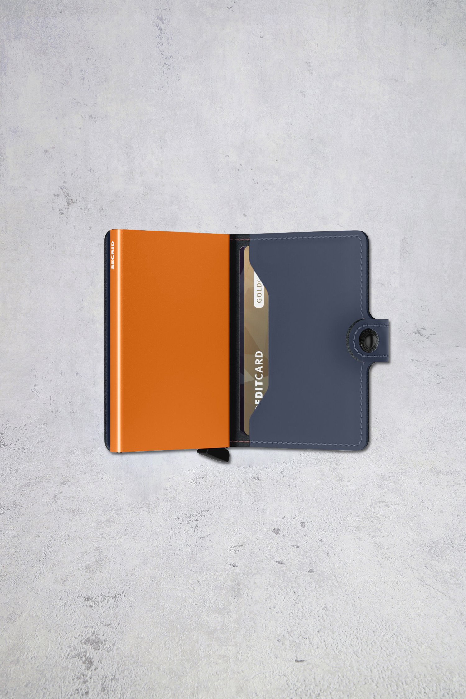 Détail de Porte-cartes en cuir bleu – Miniwallet matte de Secri pour Hommes