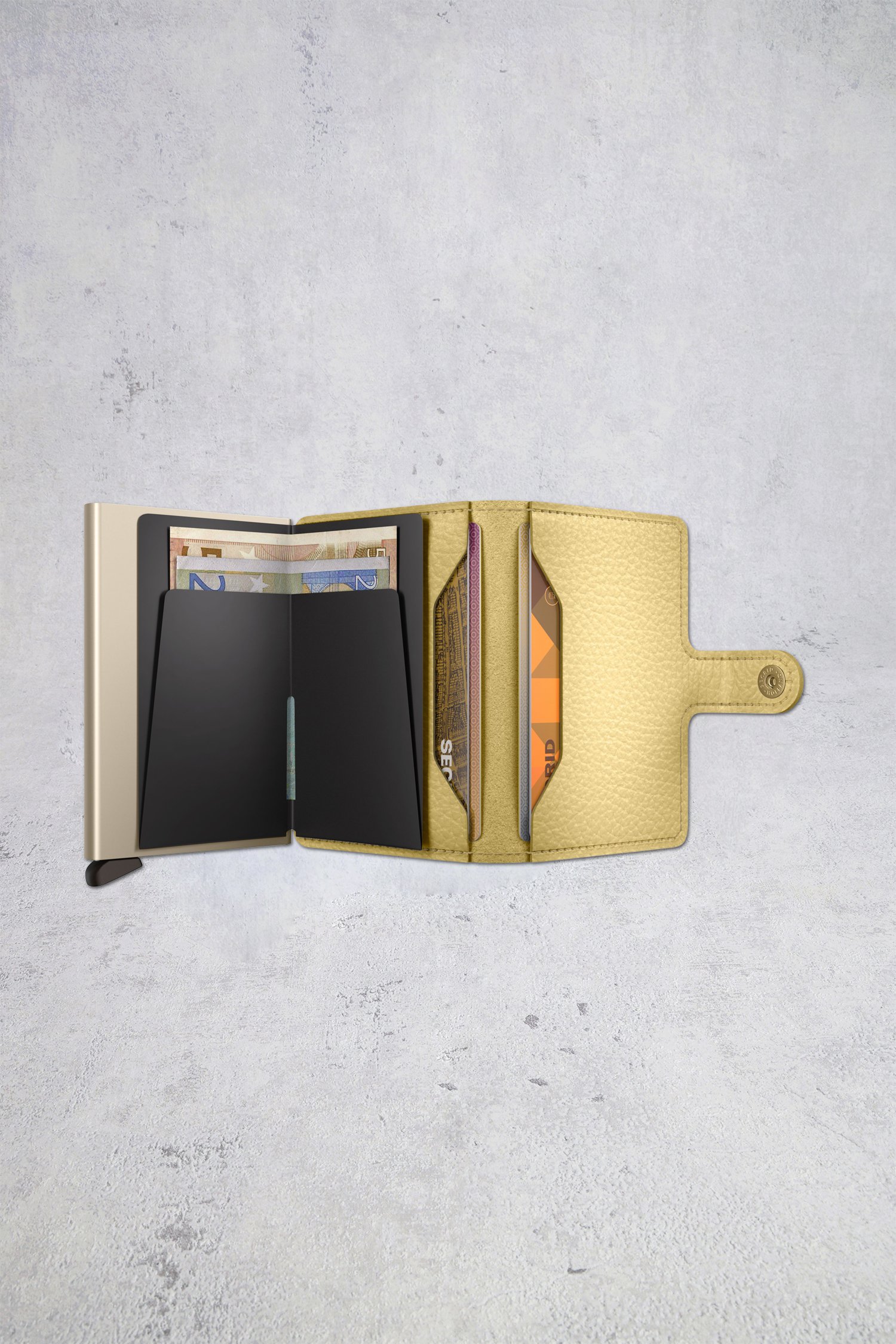 Photo produit 1 de Porte-cartes en cuir jaune - Miniwallet Pebble de Secri pour Femmes