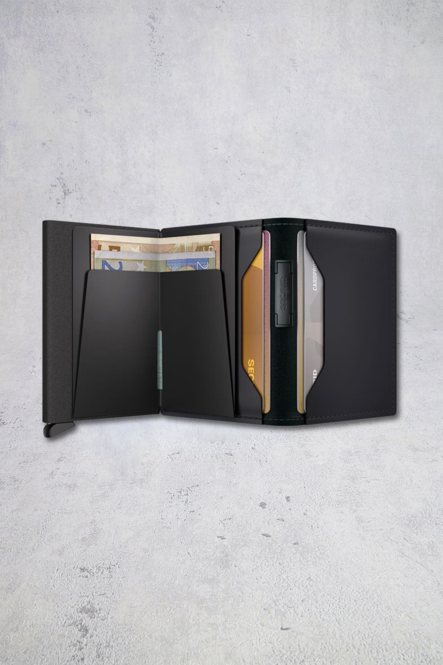 Photo produit 1 de Porte-cartes en cuir noir mat - Bandwallet TPU de Secri pour Hommes