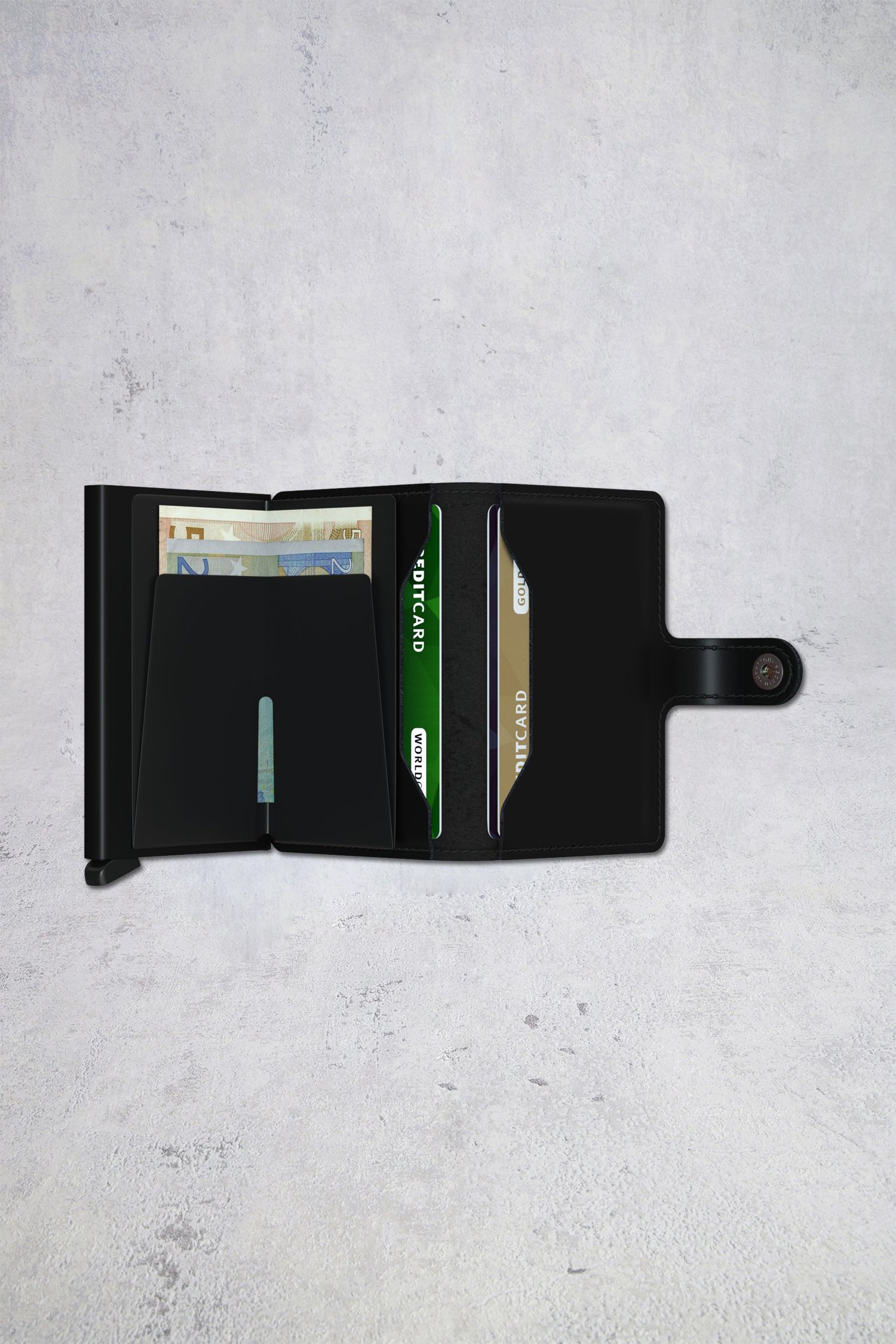 Photo produit 1 de Porte-cartes en cuir noir - Miniwallet matte de Secri pour Hommes