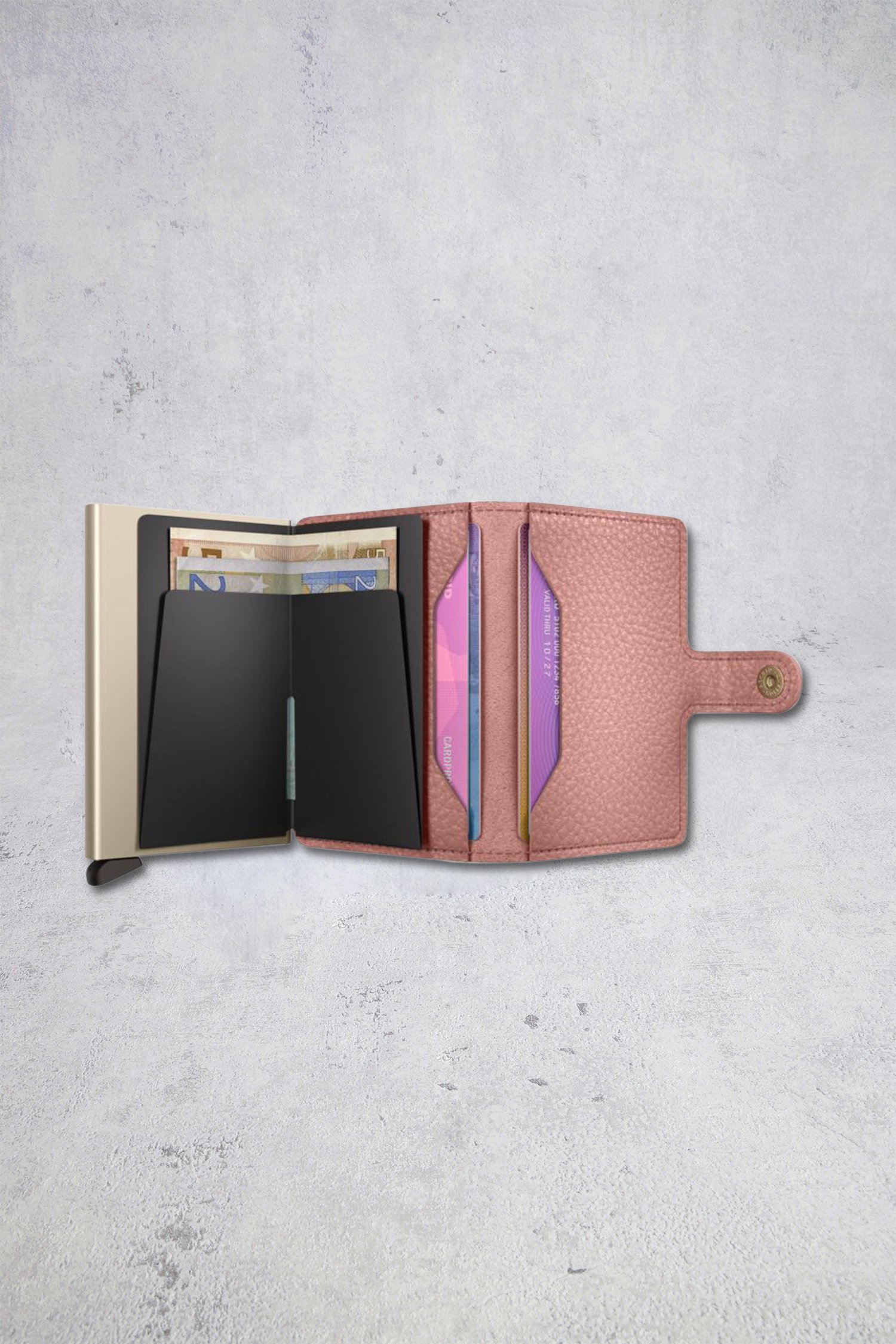 Photo produit 1 de Porte-cartes en cuir rose - Miniwallet Pebble de Secri pour Femmes
