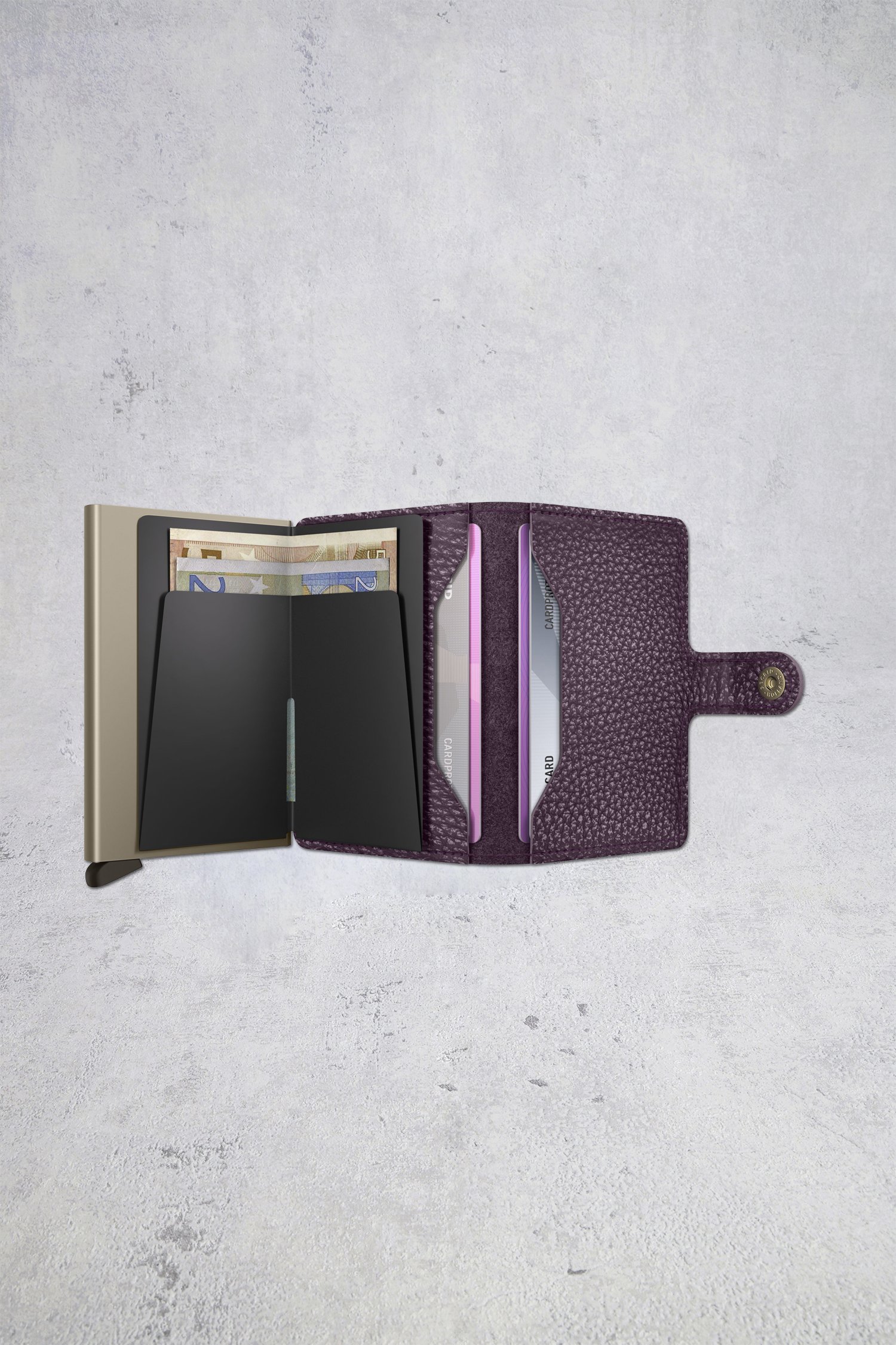 Photo produit 1 de Porte-cartes en cuir violet - Miniwallet Pebble de Secri pour Femmes