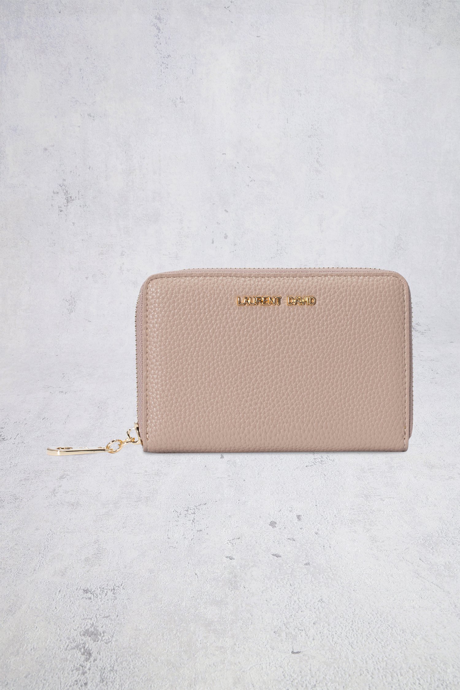 Le devant de Portefeuille taupe de Laurent David pour Femmes