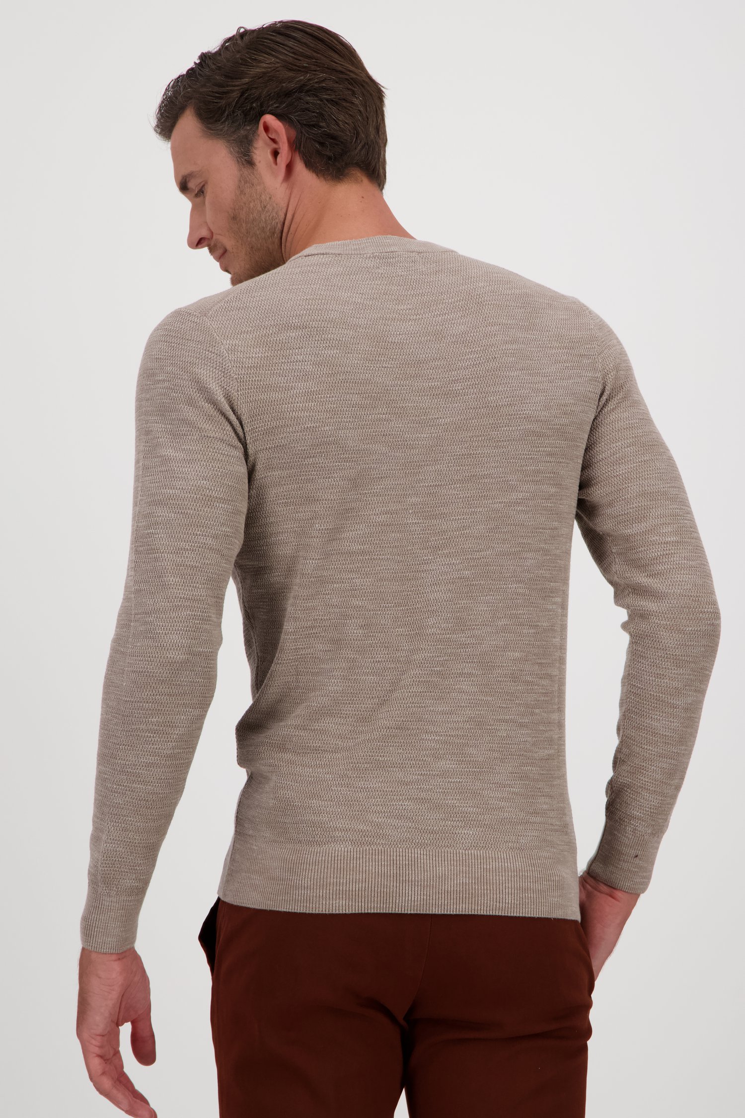 Pull à col rond gris-brun de Michaelis pour Hommes