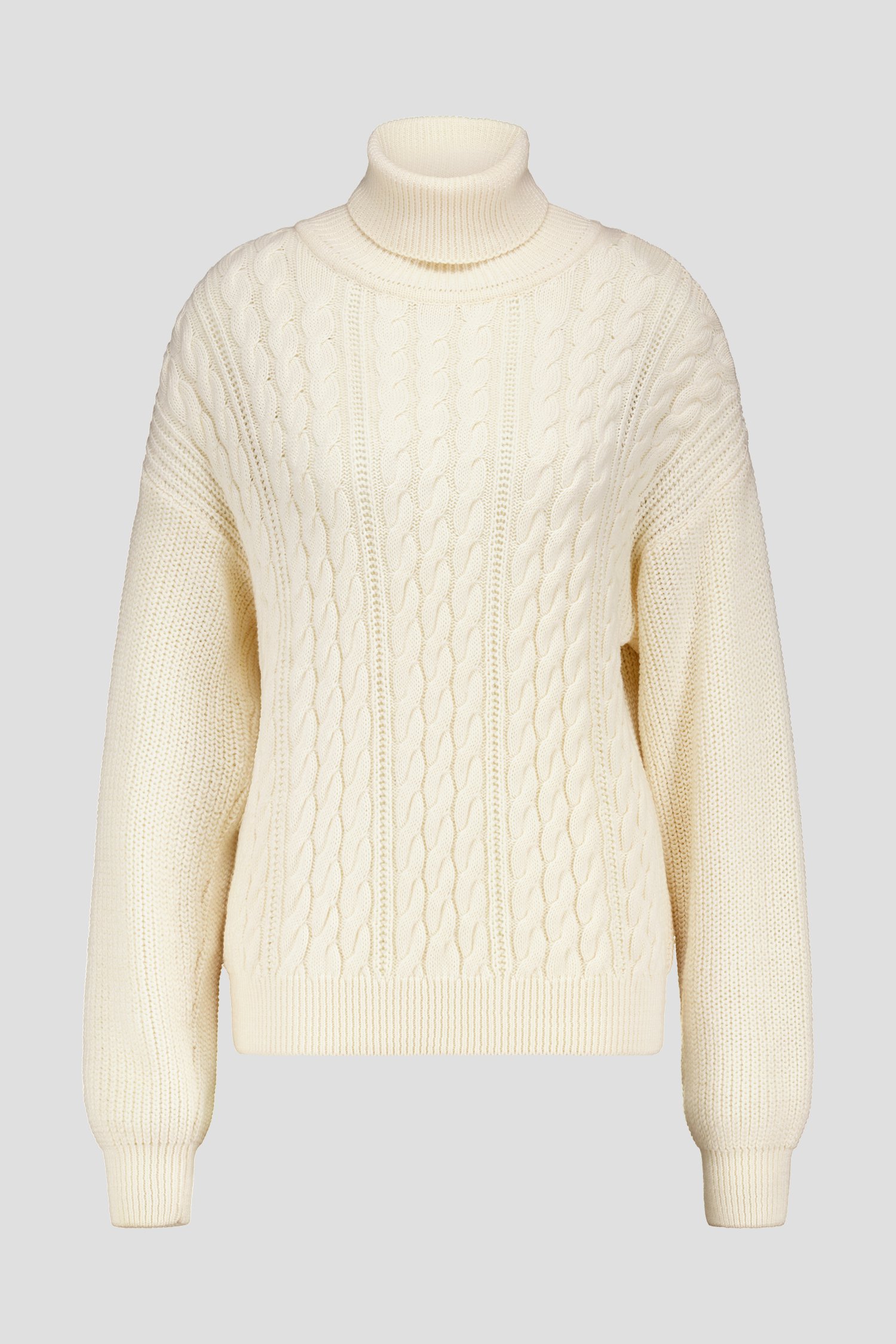 Pull à col roulé en tricot câblé écru de AC by Annelien Coorevits pour Femmes