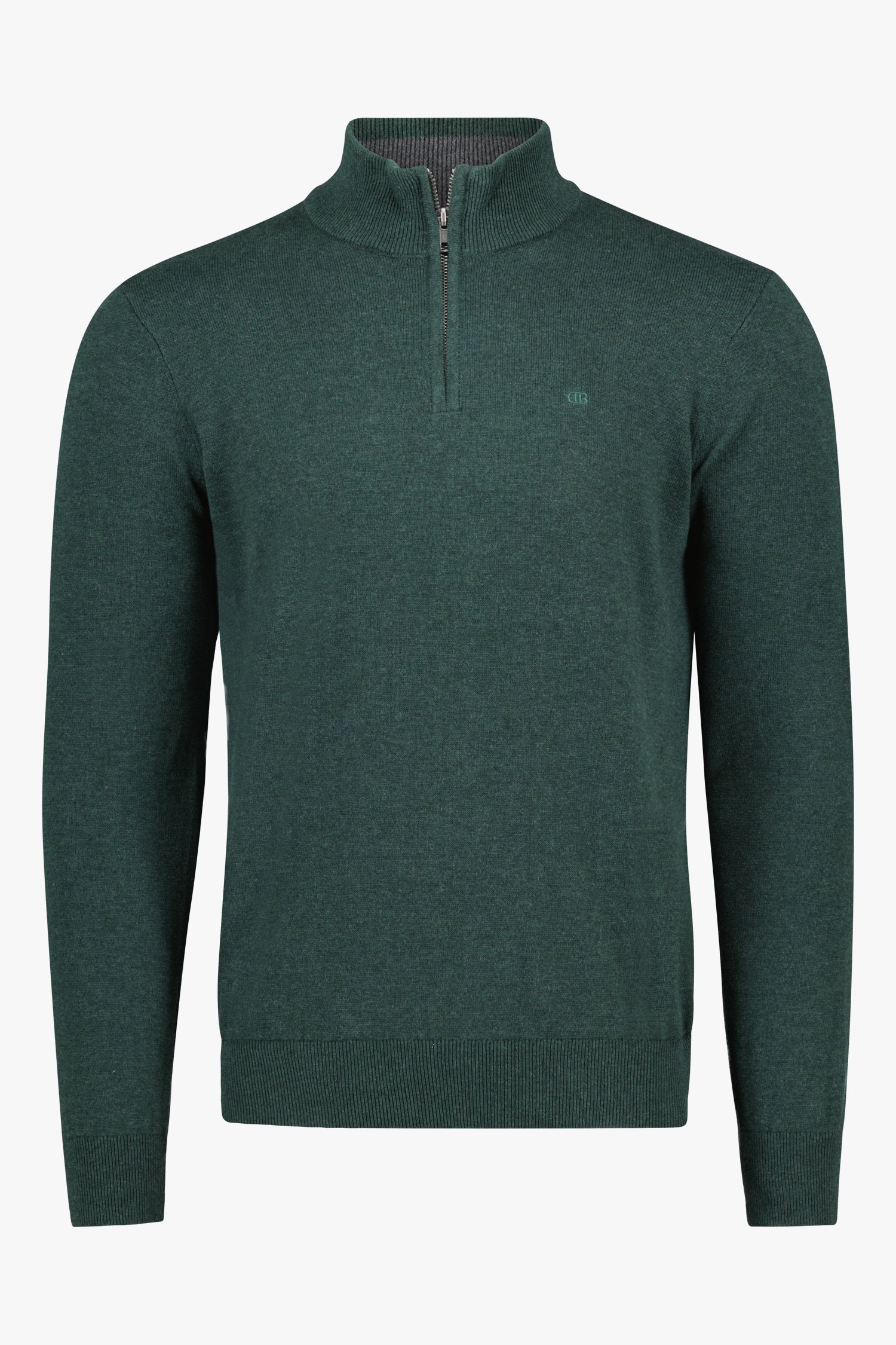 Pull à col zippé vert foncé de Dansaert Blue pour Hommes