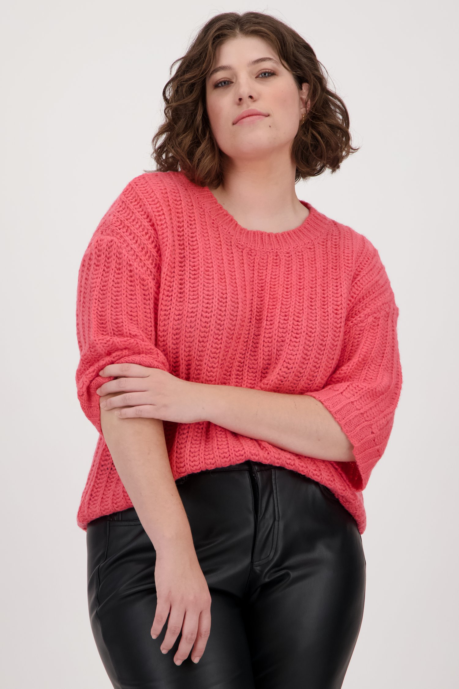 Pull à manches courtes rose vif de Fransa pour Femmes