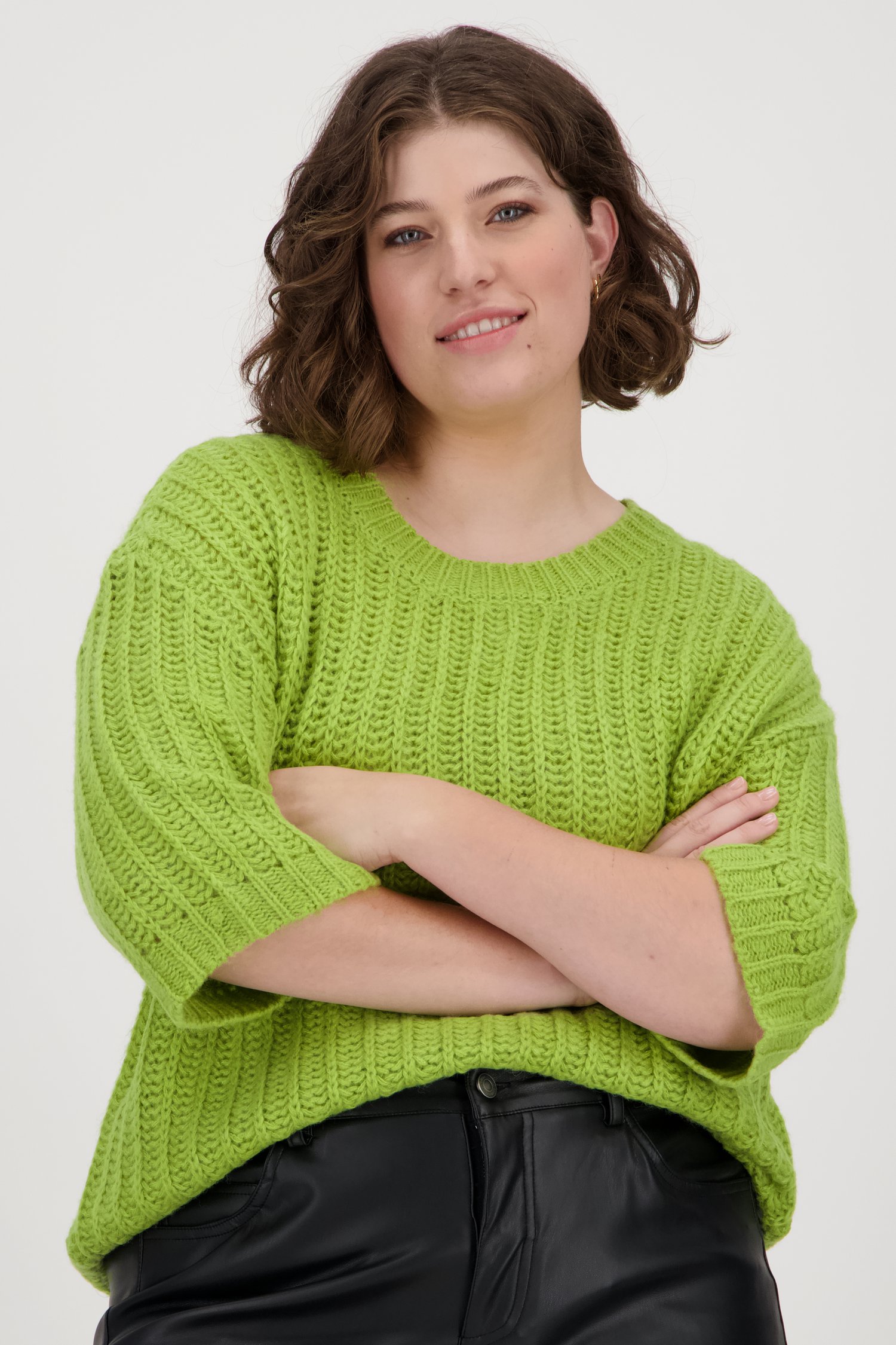 Pull à manches courtes vert de Fransa pour Femmes