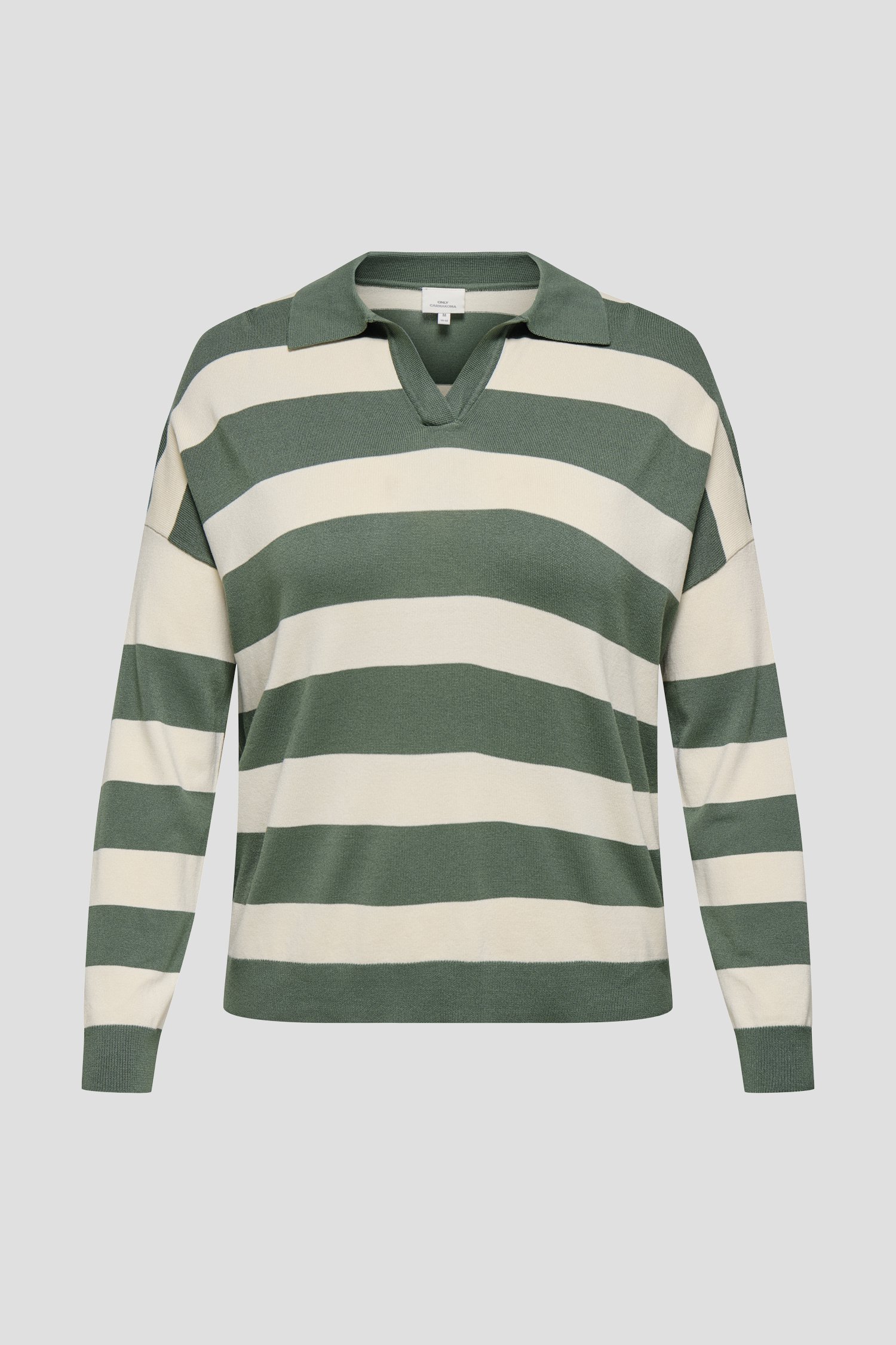Photo produit 1 de Pull à rayures blanc et vert de ONLY Carmakoma pour Femmes